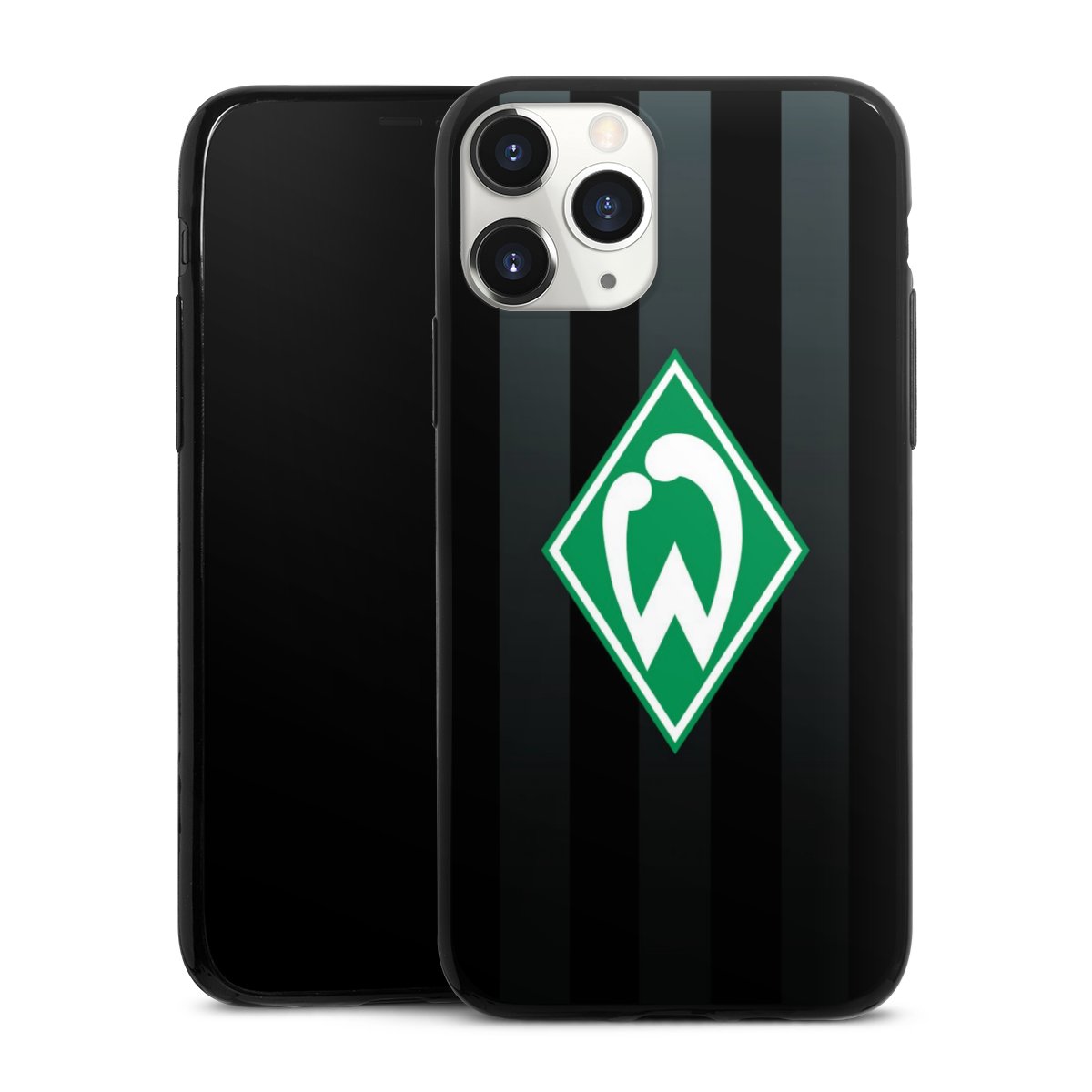 iPhone 11 Pro Handy Slim Case extra dünn Silikon Handyhülle schwarz Hülle Stripes Sv Werder Bremen Official Licensed Product Silikon Slim Case