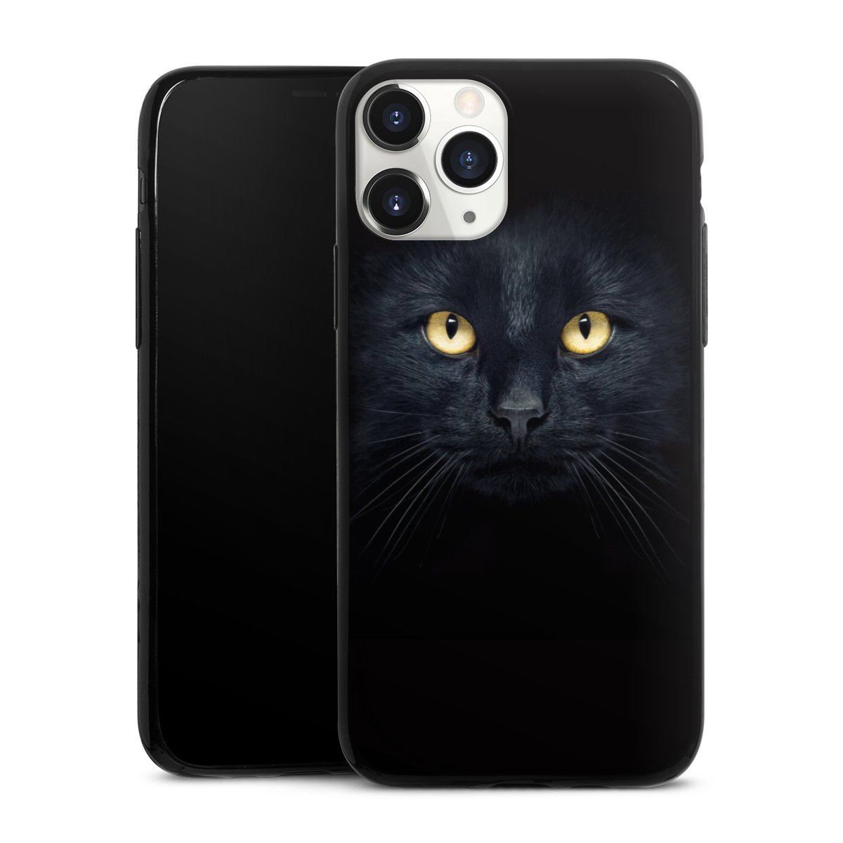 iPhone 11 Pro Handy Slim Case extra dünn Silikon Handyhülle schwarz Hülle Eye Cat Black Silikon Slim Case