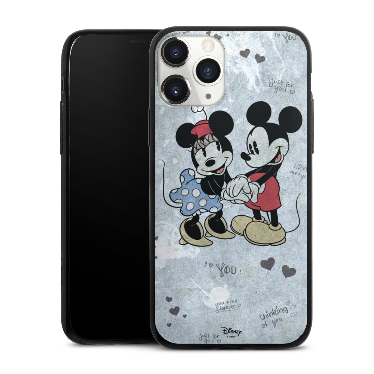 iPhone 11 Pro Handy Slim Case extra dünn Silikon Handyhülle schwarz Hülle Mickey & Minnie Mouse Vintage Disney Silikon Slim Case