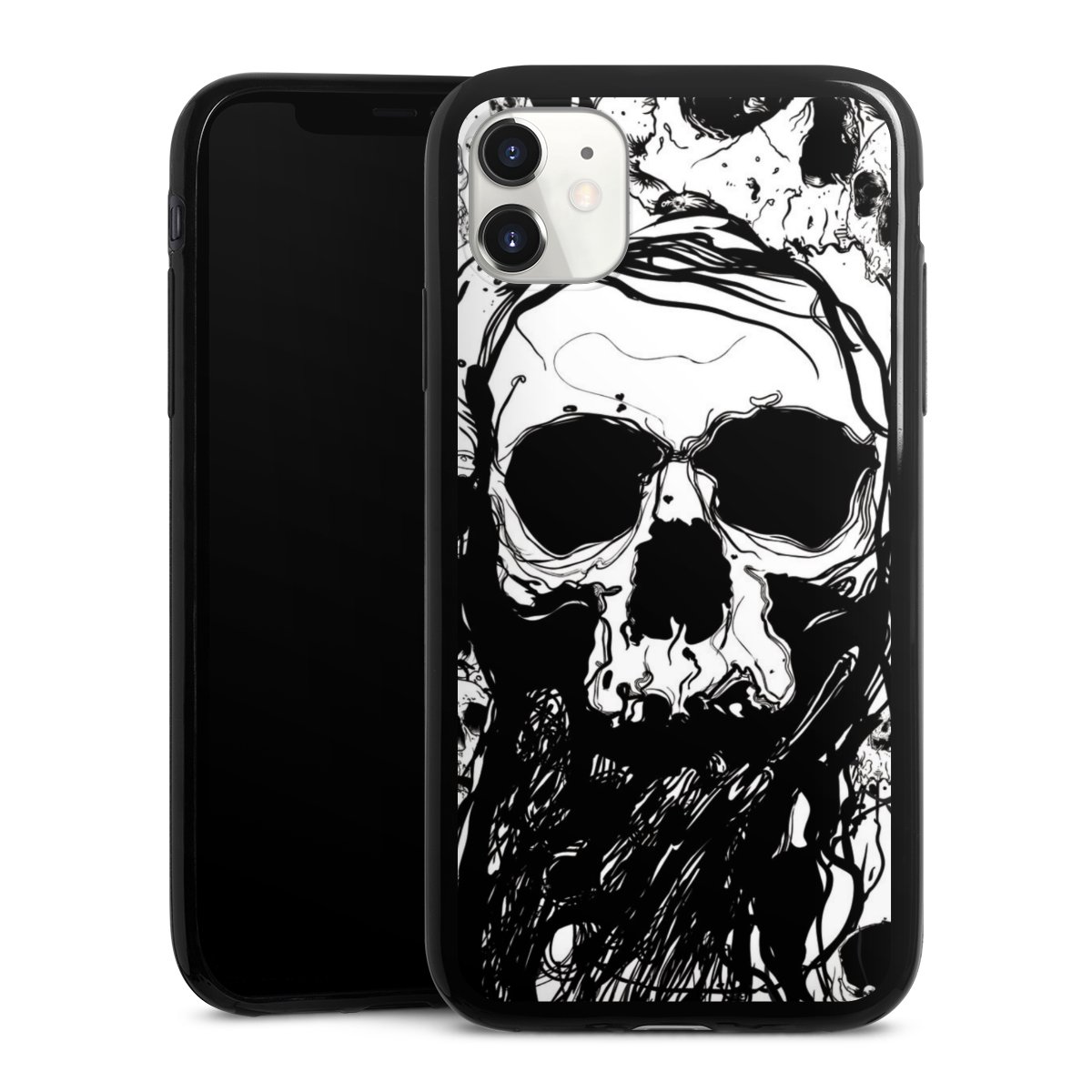 iPhone 11 Handy Slim Case extra dünn Silikon Handyhülle schwarz Hülle Totenkopf Halloween Silikon Slim Case