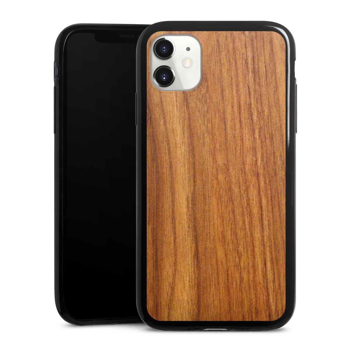 iPhone 11 Handy Slim Case extra dünn Silikon Handyhülle schwarz Hülle Wood Larch Wooden Look Silikon Slim Case