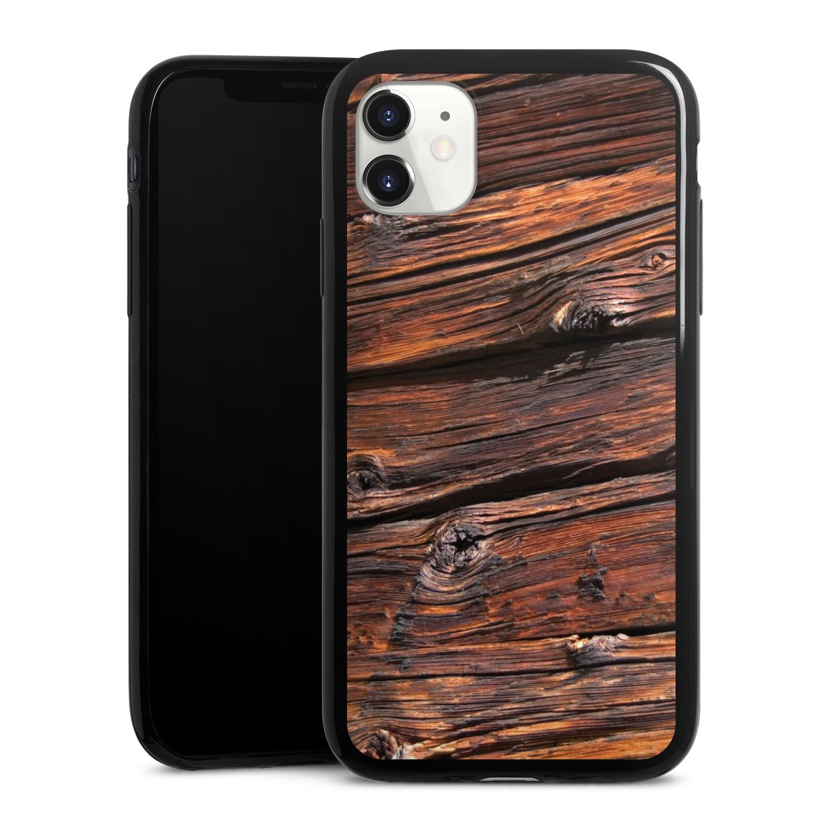 iPhone 11 Handy Slim Case extra dünn Silikon Handyhülle schwarz Hülle Beams Wooden Look Wood Silikon Slim Case