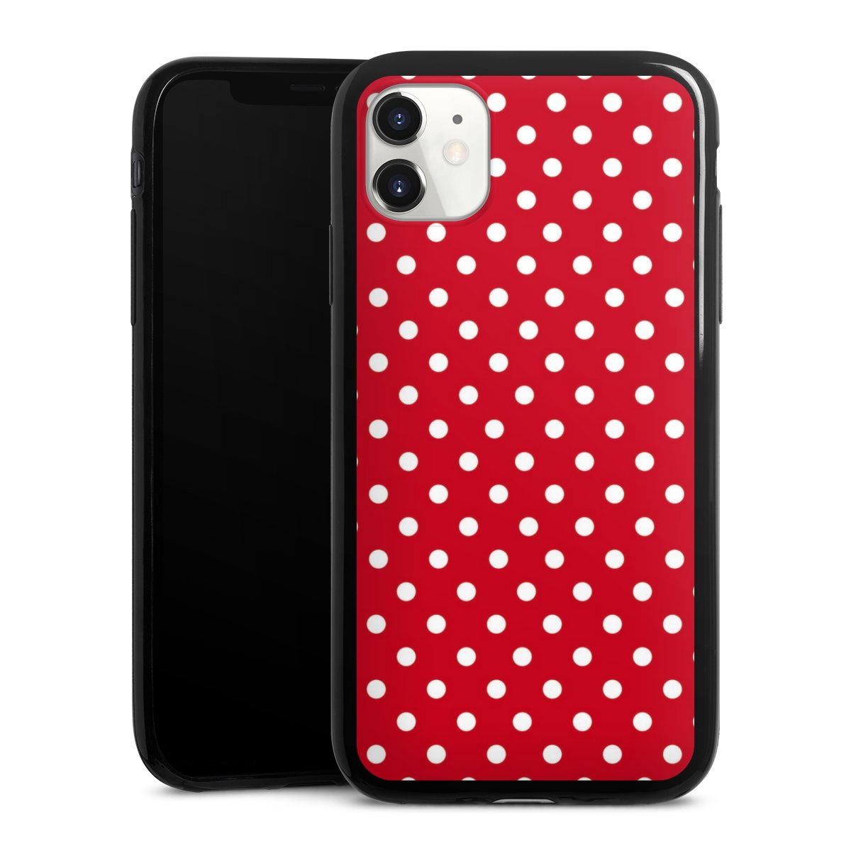 iPhone 11 Handy Slim Case extra dünn Silikon Handyhülle schwarz Hülle Points Polka Dots Retro Silikon Slim Case