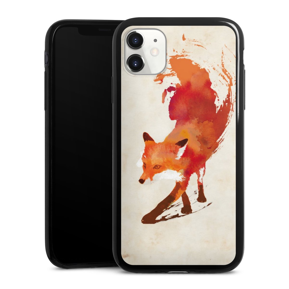 iPhone 11 Handy Slim Case extra dünn Silikon Handyhülle schwarz Hülle Fox Graphic Silikon Slim Case