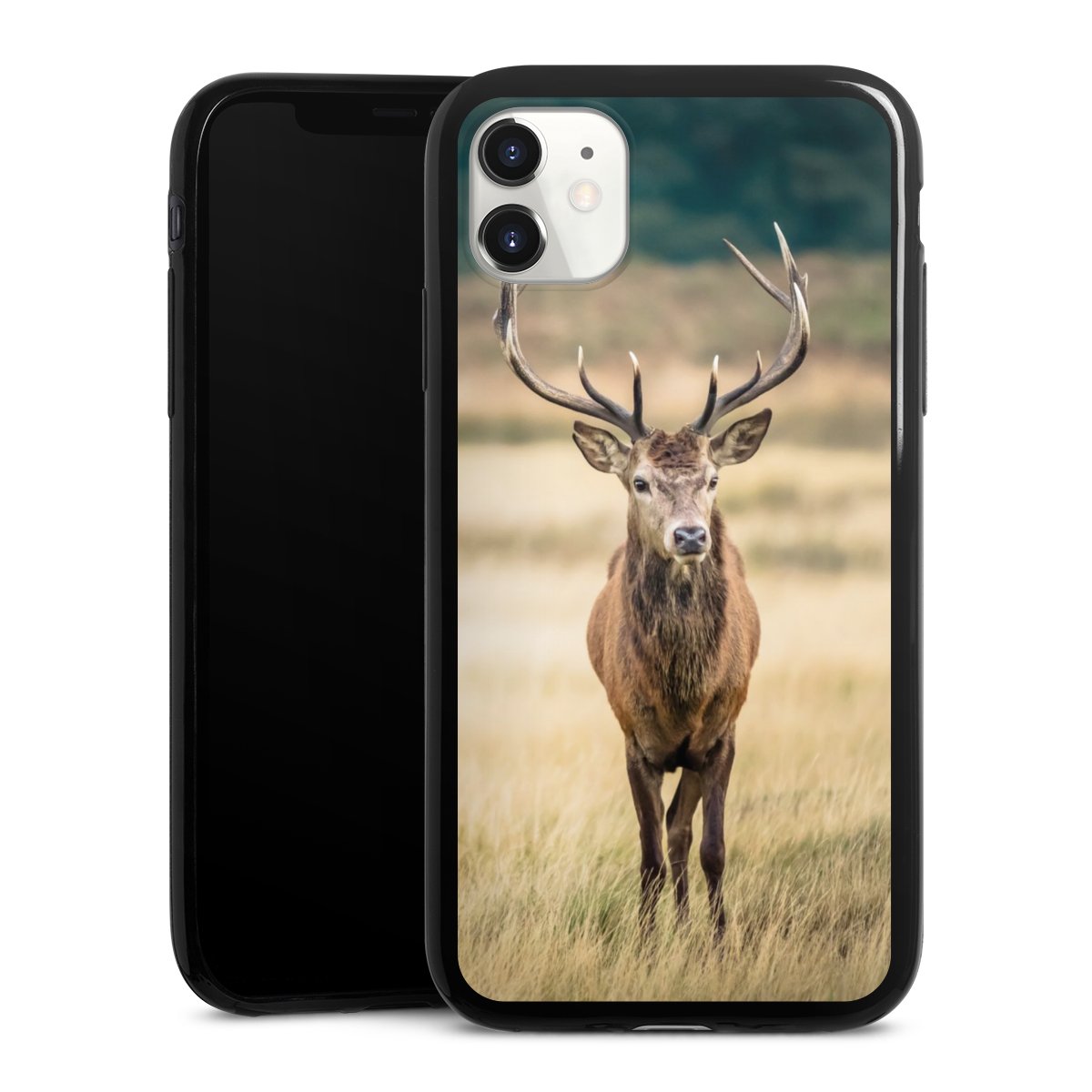 iPhone 11 Handy Slim Case extra dünn Silikon Handyhülle schwarz Hülle Deer Meadow Forrest Silikon Slim Case