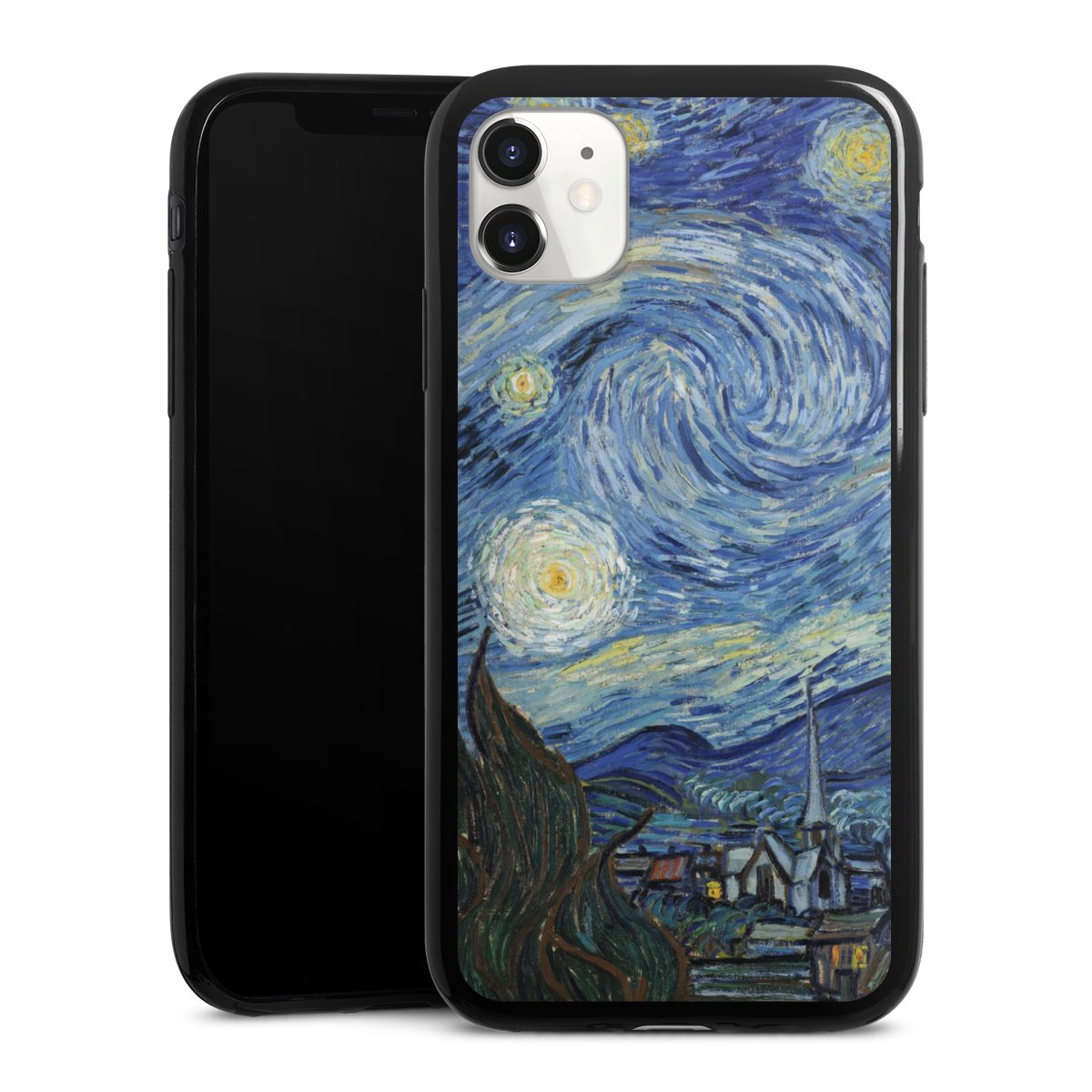 iPhone 11 Handy Slim Case extra dünn Silikon Handyhülle schwarz Hülle The Starry Night Kunst Vincent Van Gogh Silikon Slim Case