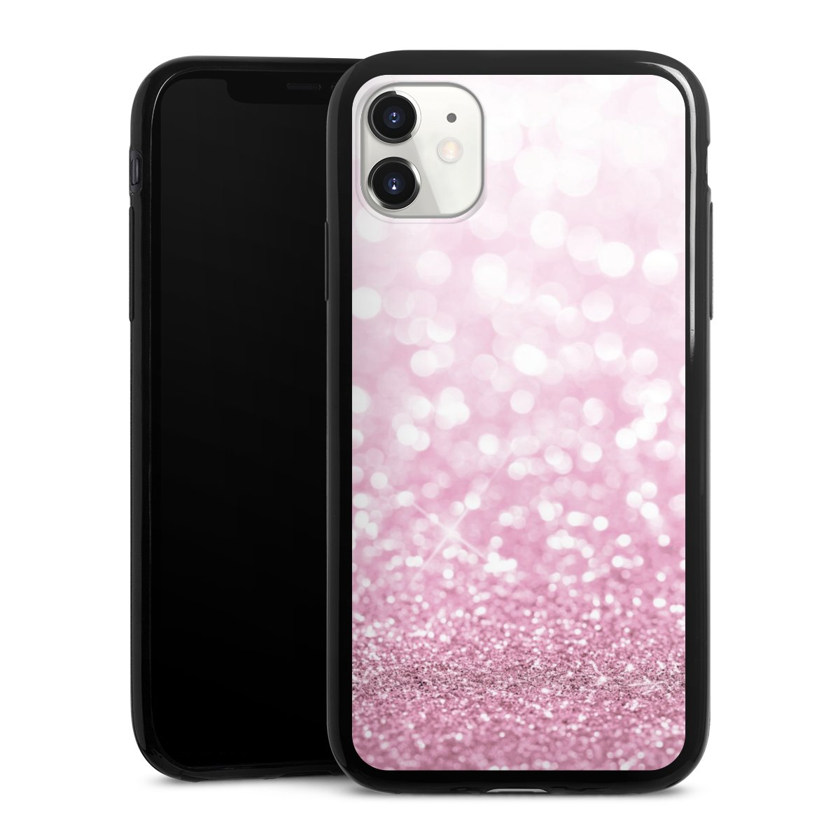 iPhone 11 Handy Slim Case extra dünn Silikon Handyhülle schwarz Hülle Glitzer Pink Shine Silikon Slim Case