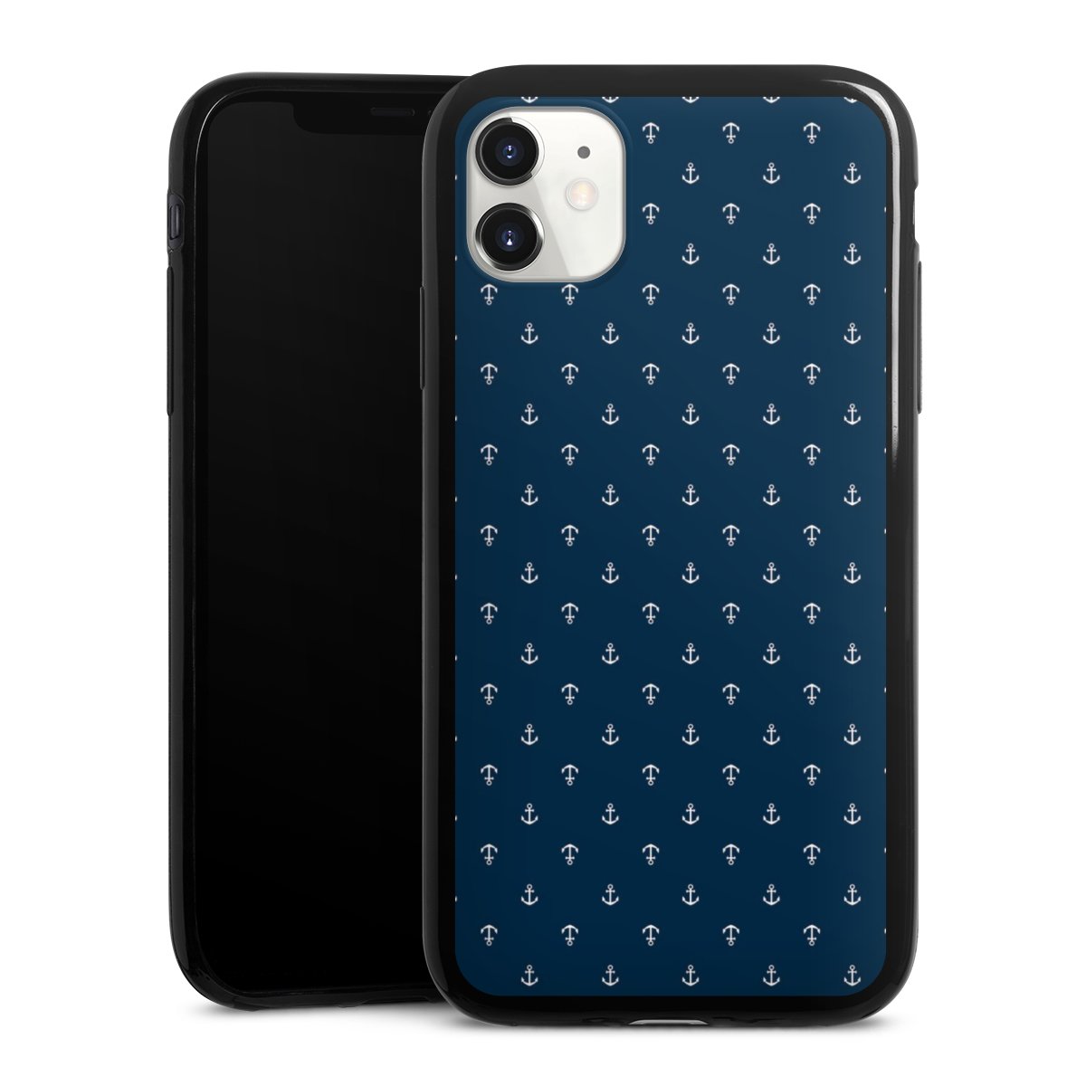 iPhone 11 Handy Slim Case extra dünn Silikon Handyhülle schwarz Hülle Muster Anchor Sail Silikon Slim Case