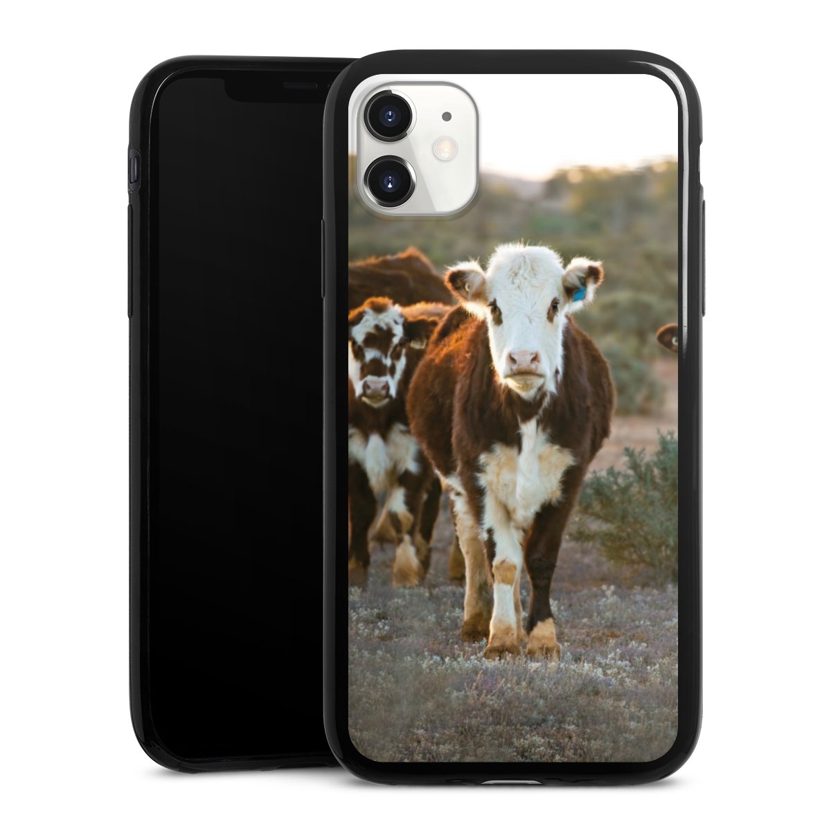 iPhone 11 Handy Slim Case extra dünn Silikon Handyhülle schwarz Hülle Cow Farmer Calf Silikon Slim Case