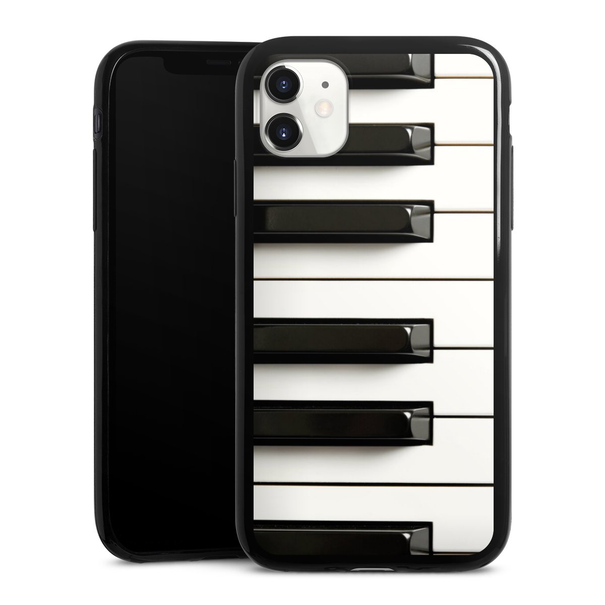 iPhone 11 Handy Slim Case extra dünn Silikon Handyhülle schwarz Hülle Klavier Piano Music Silikon Slim Case