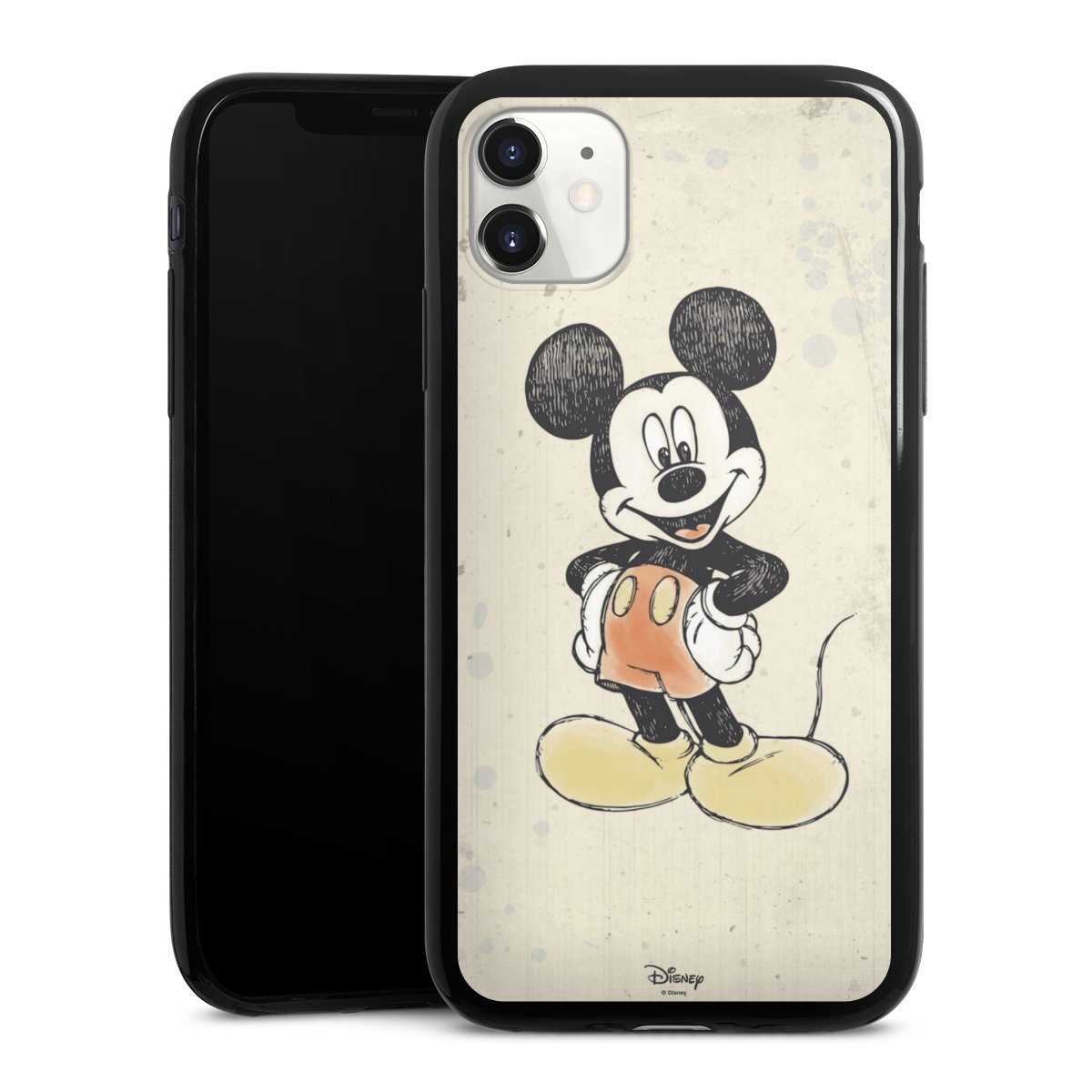 iPhone 11 Handy Slim Case extra dünn Silikon Handyhülle schwarz Hülle Water Colour Mickey & Minnie Mouse Official Licensed Product Silikon Slim Case