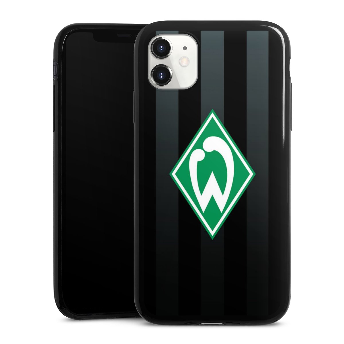 iPhone 11 Handy Slim Case extra dünn Silikon Handyhülle schwarz Hülle Stripes Sv Werder Bremen Official Licensed Product Silikon Slim Case