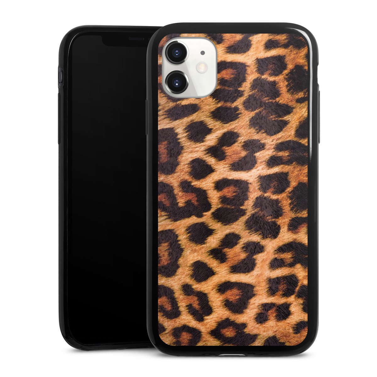 iPhone 11 Handy Slim Case extra dünn Silikon Handyhülle schwarz Hülle Animal Print Leopard Fur Silikon Slim Case