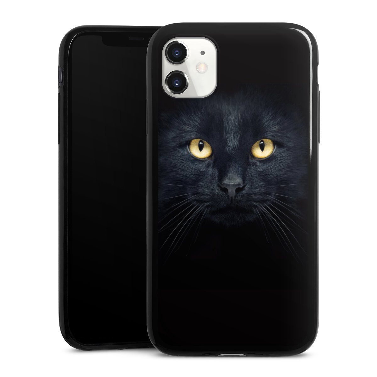 iPhone 11 Handy Slim Case extra dünn Silikon Handyhülle schwarz Hülle Eye Cat Black Silikon Slim Case