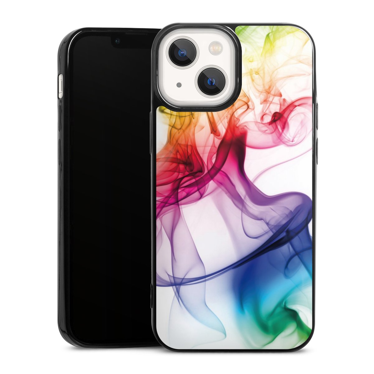 iPhone 13 Mini Handy Slim Case extra dünn Silikon Handyhülle schwarz Hülle Water Colour Rainbow Silikon Slim Case