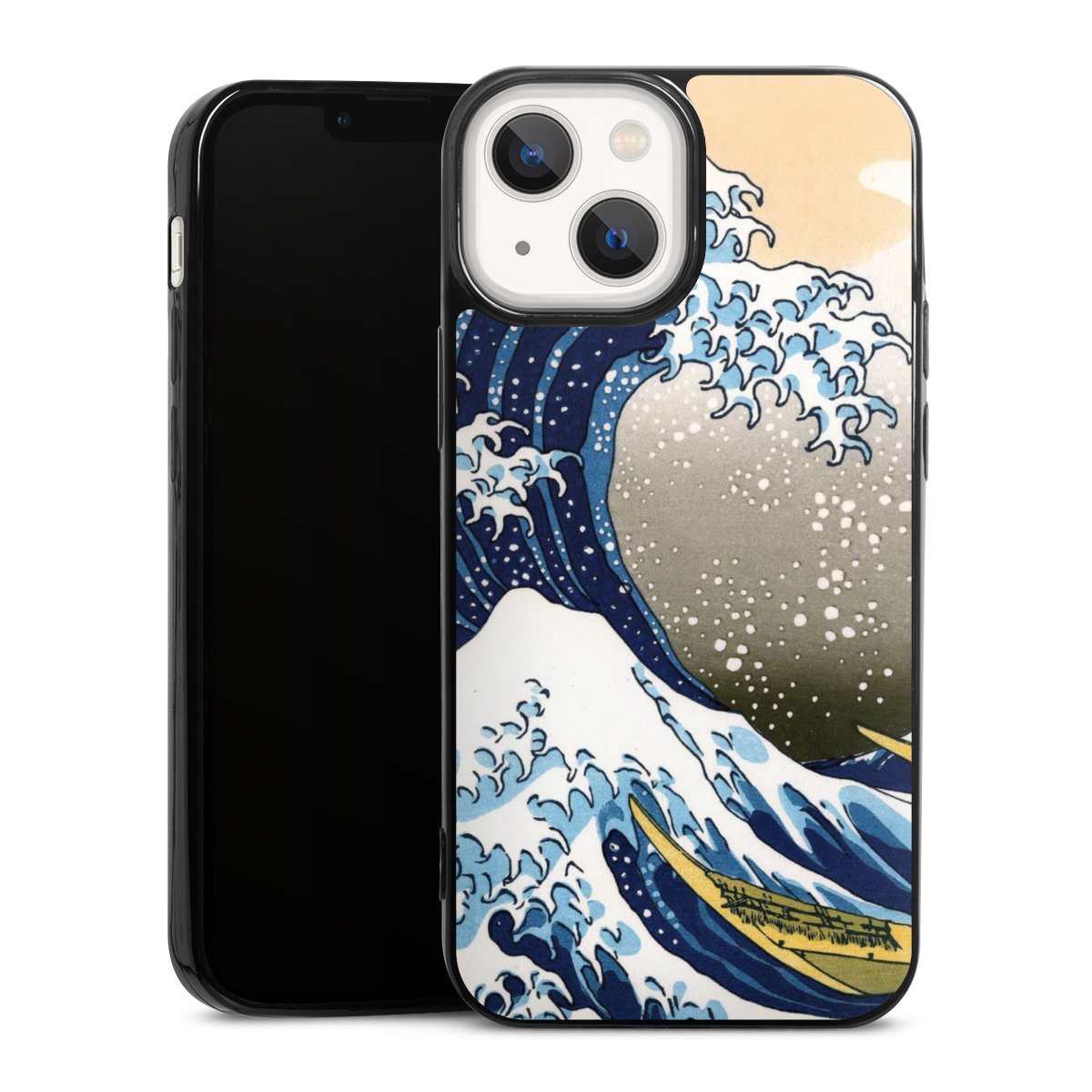 iPhone 13 Mini Handy Slim Case extra dünn Silikon Handyhülle schwarz Hülle Kunst Katsushika Hokusai Die Große Welle Vor Kanagawa Silikon Slim Case