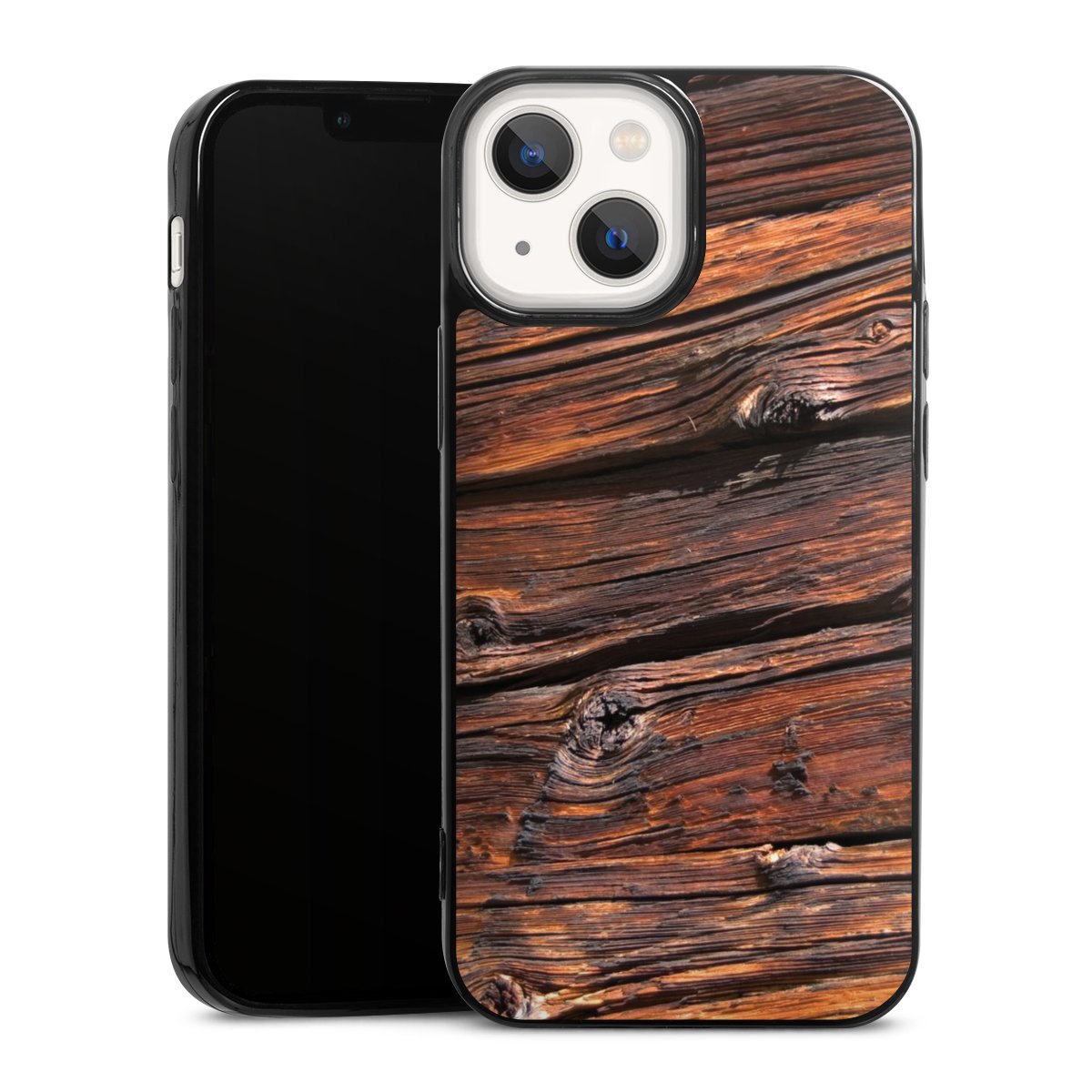 iPhone 13 Mini Handy Slim Case extra dünn Silikon Handyhülle schwarz Hülle Beams Wooden Look Wood Silikon Slim Case