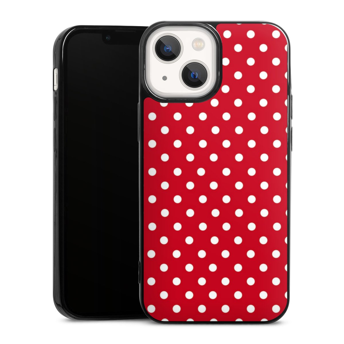 iPhone 13 Mini Handy Slim Case extra dünn Silikon Handyhülle schwarz Hülle Points Polka Dots Retro Silikon Slim Case