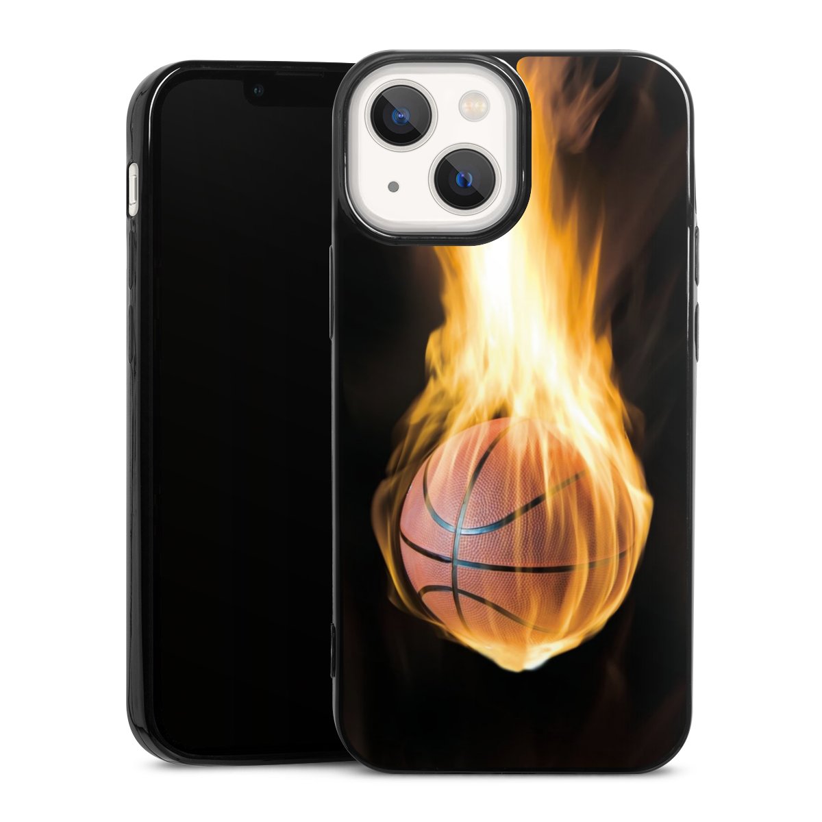 iPhone 13 Mini Handy Slim Case extra dünn Silikon Handyhülle schwarz Hülle Basketball Sports Fire Silikon Slim Case