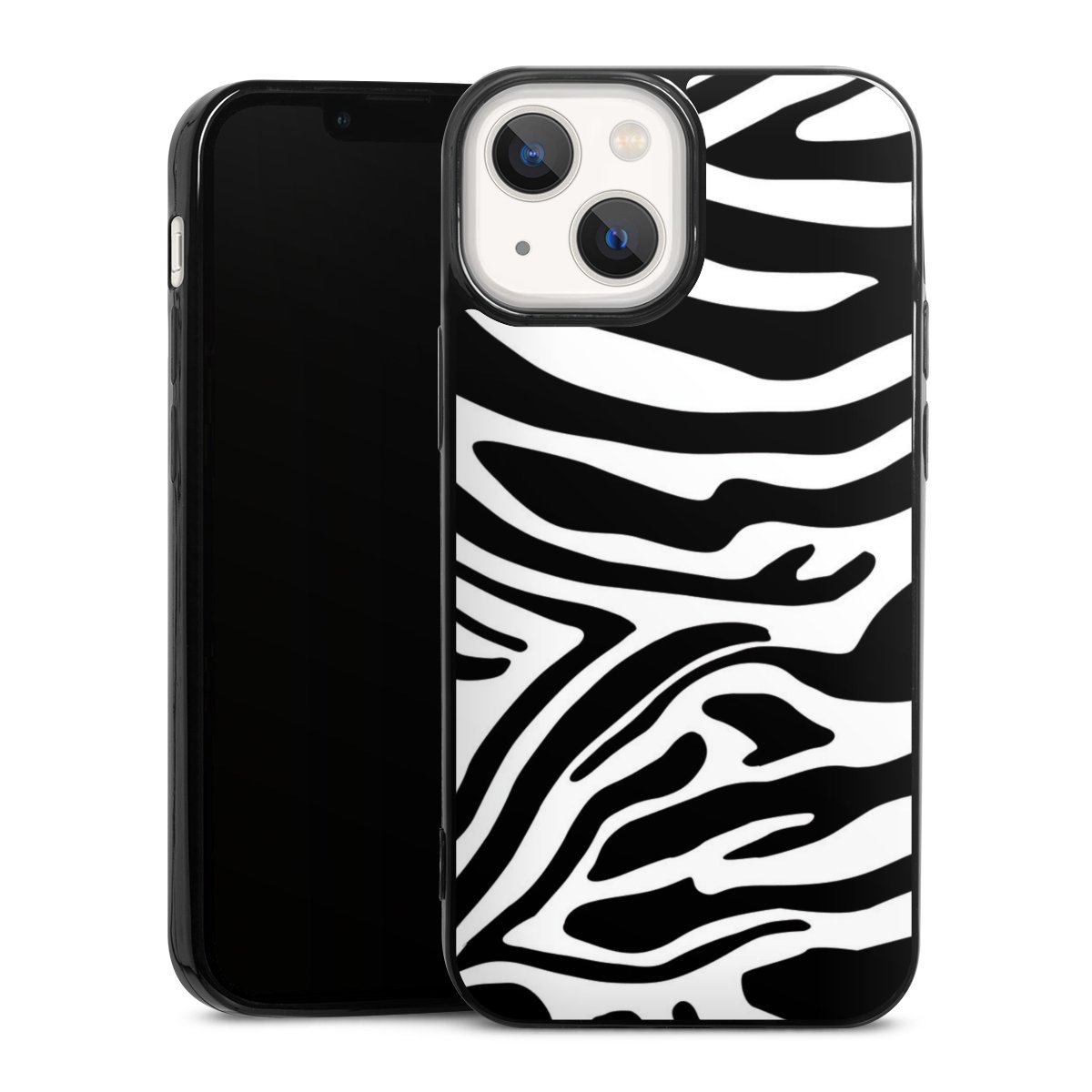 iPhone 13 Mini Handy Slim Case extra dünn Silikon Handyhülle schwarz Hülle Zebra Animal Look Animal Print Silikon Slim Case