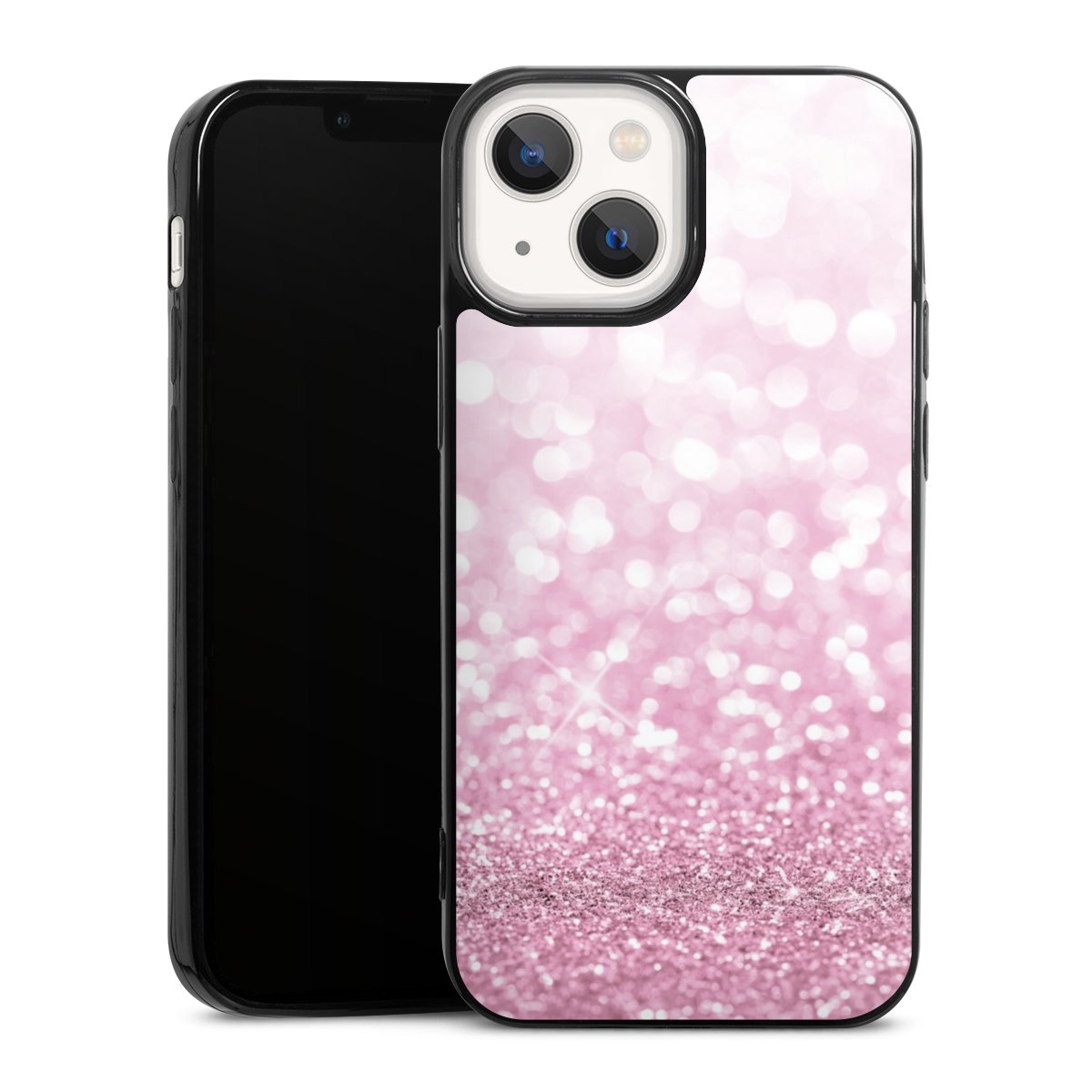 iPhone 13 Mini Handy Slim Case extra dünn Silikon Handyhülle schwarz Hülle Glitzer Pink Shine Silikon Slim Case