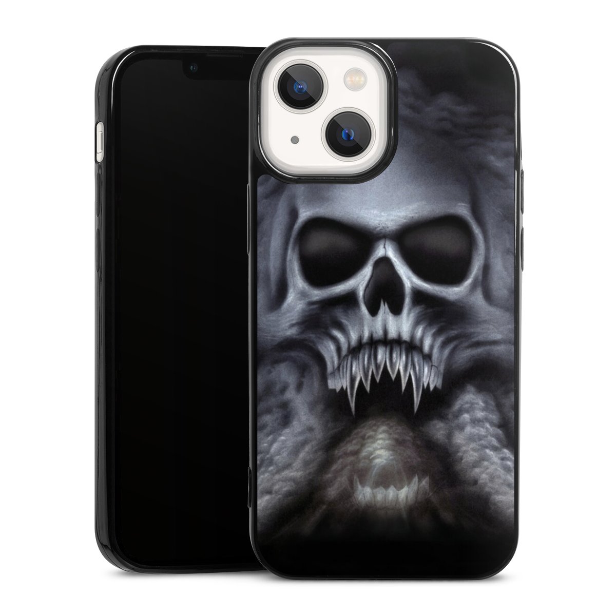 iPhone 13 Mini Handy Slim Case extra dünn Silikon Handyhülle schwarz Hülle Totenkopf Skull Silikon Slim Case