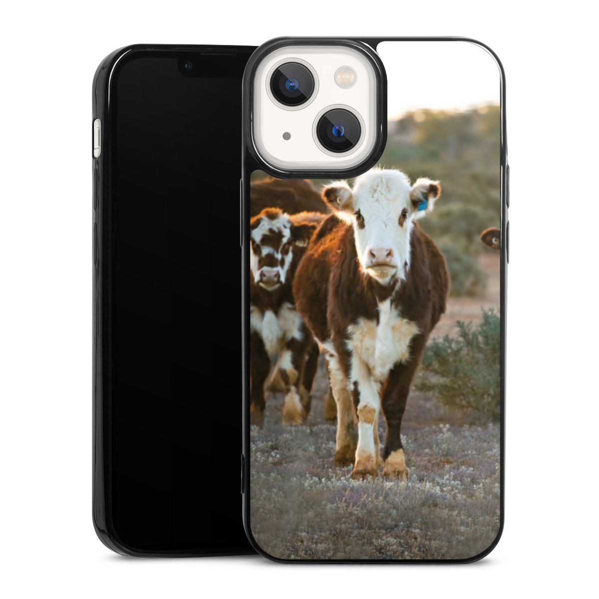 iPhone 13 Mini Handy Slim Case extra dünn Silikon Handyhülle schwarz Hülle Cow Farmer Calf Silikon Slim Case