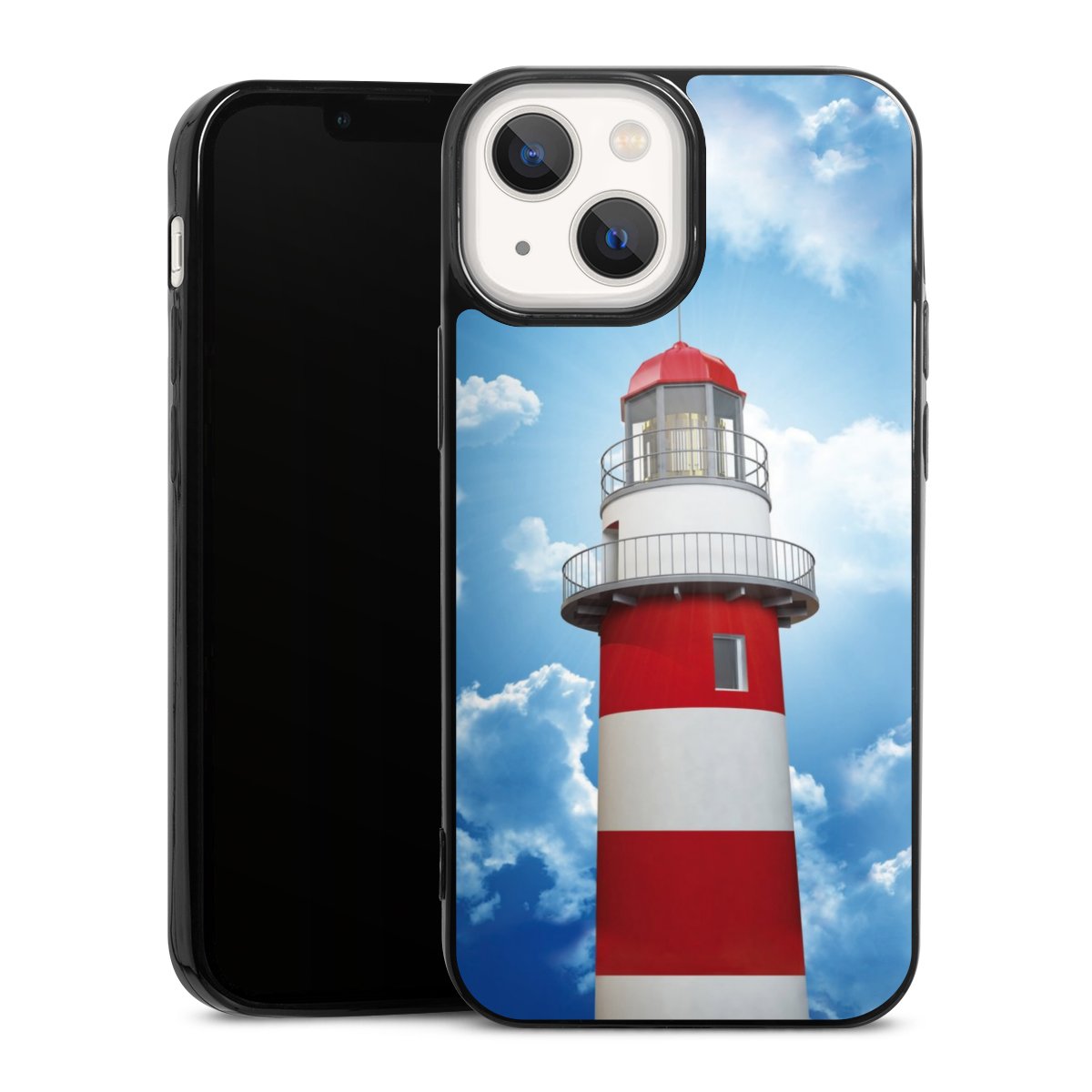 iPhone 13 Mini Handy Slim Case extra dünn Silikon Handyhülle schwarz Hülle Lighthouse Sky Cloud Silikon Slim Case