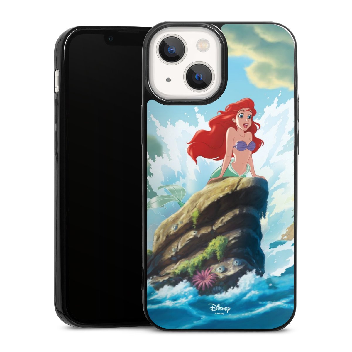 iPhone 13 Mini Handy Slim Case extra dünn Silikon Handyhülle schwarz Hülle Mermaid Arielle Die Meerjungfrau Official Licensed Product Silikon Slim Case