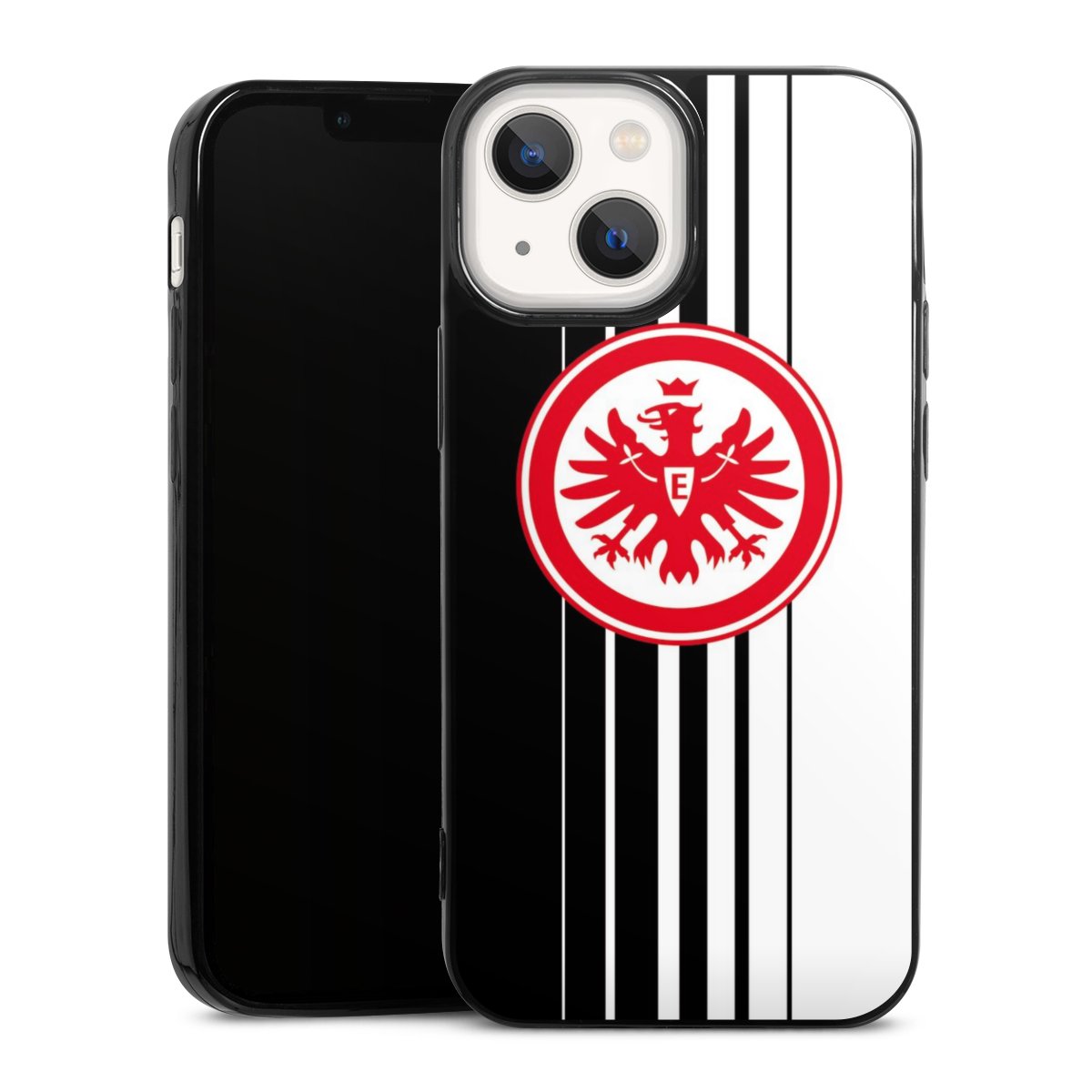 iPhone 13 Mini Handy Slim Case extra dünn Silikon Handyhülle schwarz Hülle Stripes Eintracht Frankfurt Official Licensed Product Silikon Slim Case