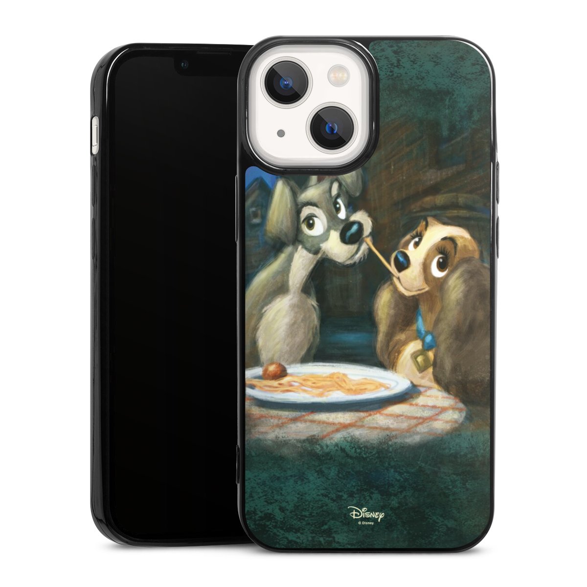 iPhone 13 Mini Handy Slim Case extra dünn Silikon Handyhülle schwarz Hülle Lady And The Tramp Official Licensed Product Disney Silikon Slim Case