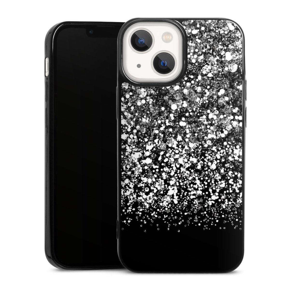 iPhone 13 Mini Handy Slim Case extra dünn Silikon Handyhülle schwarz Hülle Glitzer Snowflake Muster Silikon Slim Case