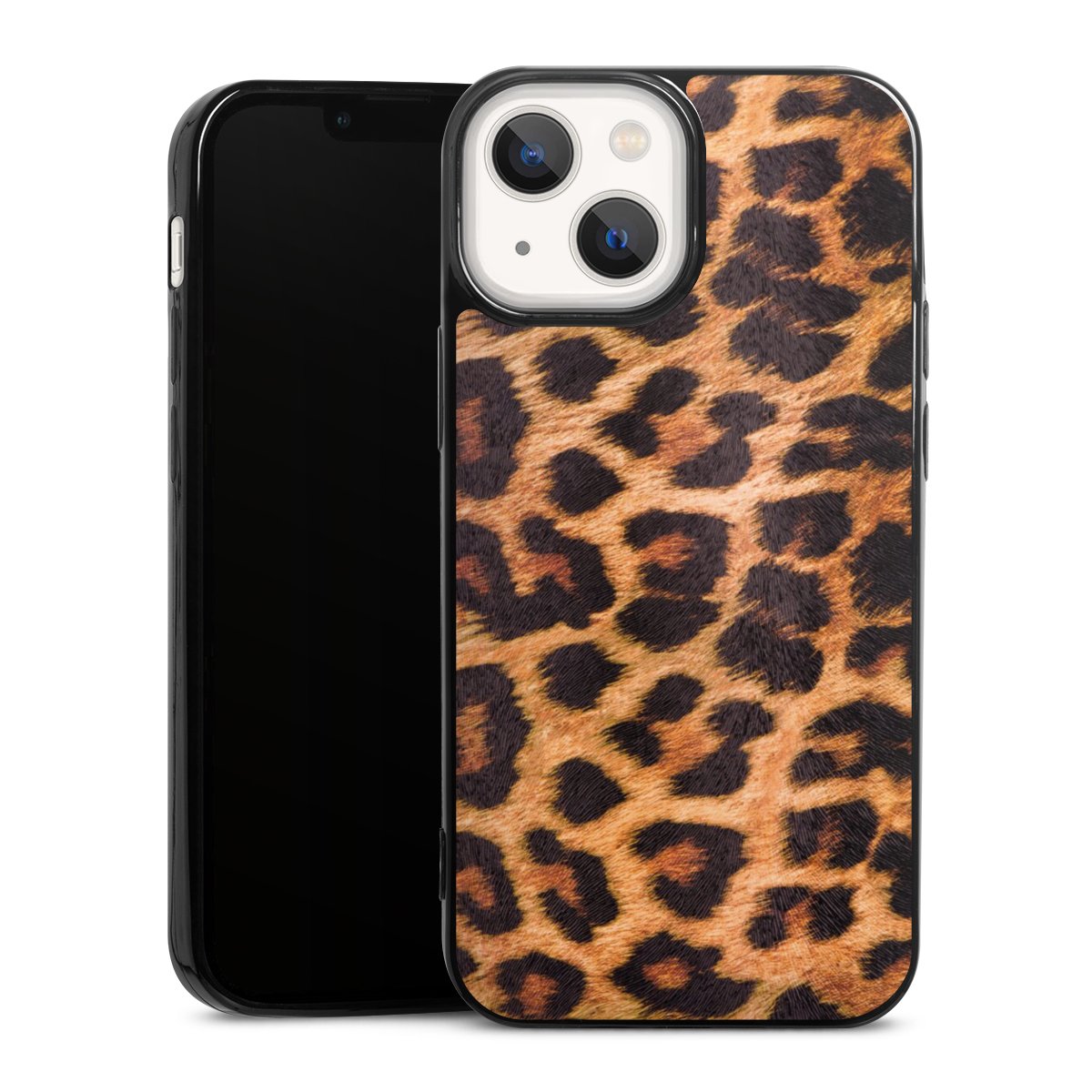 iPhone 13 Mini Handy Slim Case extra dünn Silikon Handyhülle schwarz Hülle Animal Print Leopard Fur Silikon Slim Case