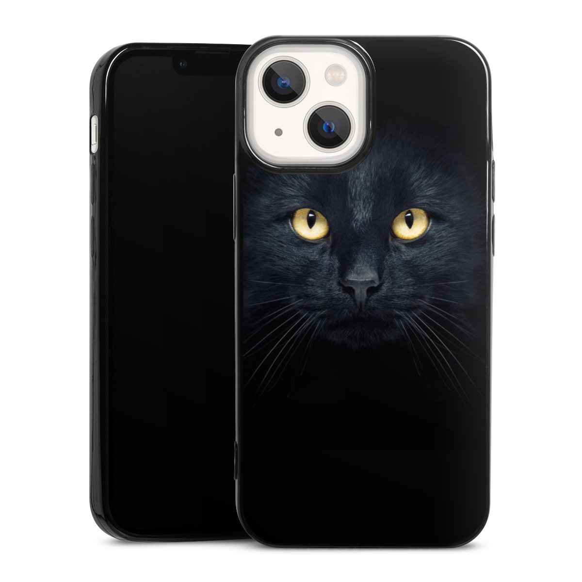 iPhone 13 Mini Handy Slim Case extra dünn Silikon Handyhülle schwarz Hülle Eye Cat Black Silikon Slim Case