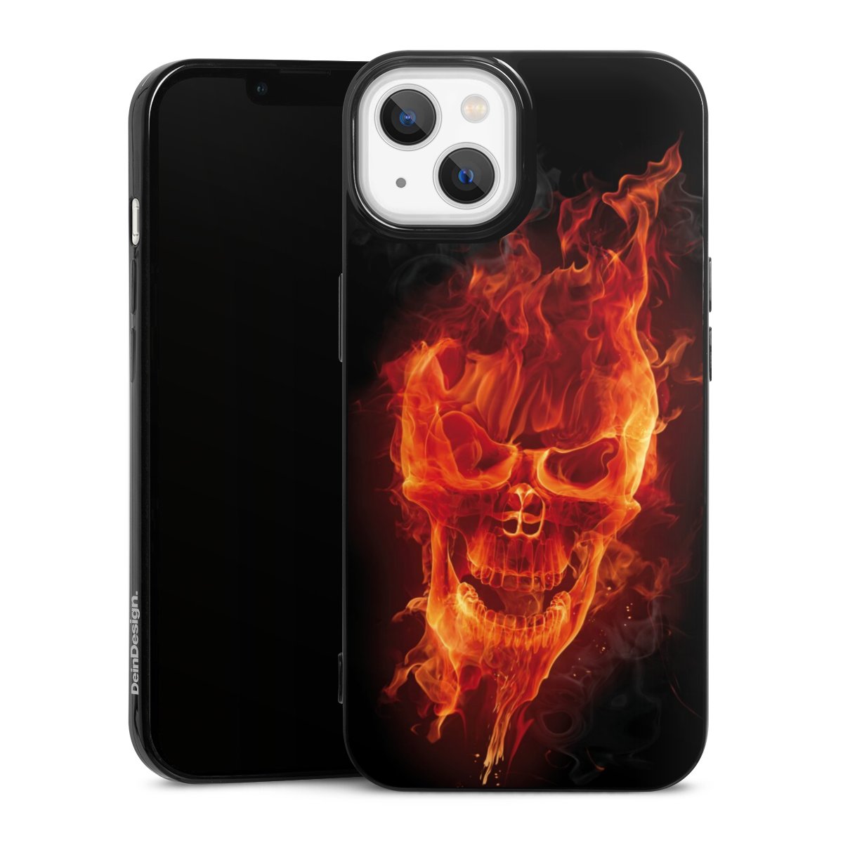 iPhone 13 Handy Slim Case extra dünn Silikon Handyhülle schwarz Hülle Totenkopf Skull Fire Silikon Slim Case