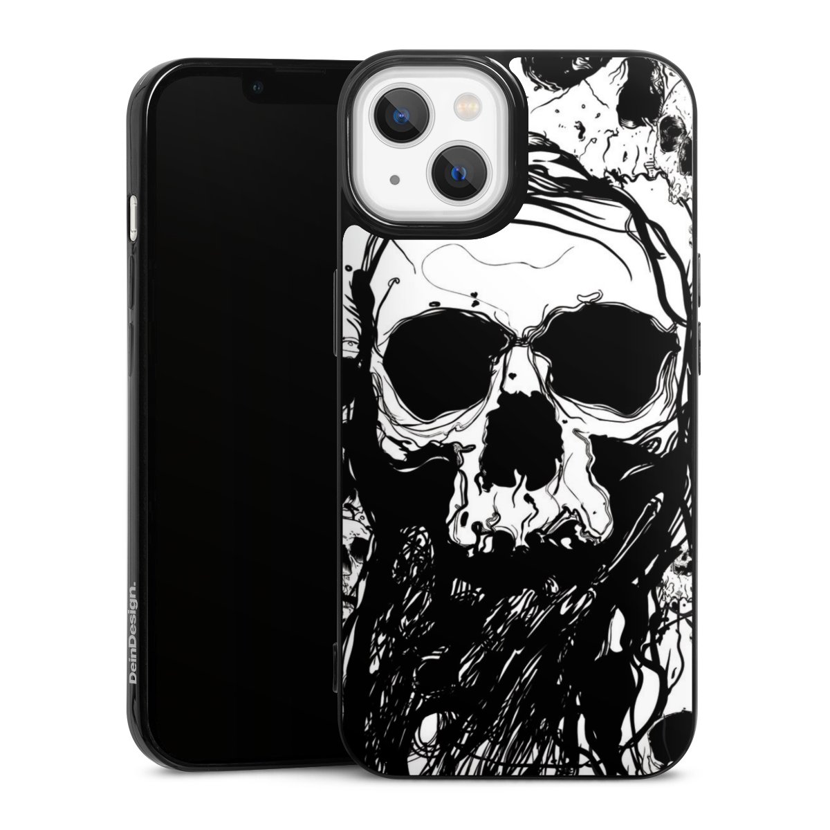 iPhone 13 Handy Slim Case extra dünn Silikon Handyhülle schwarz Hülle Totenkopf Halloween Silikon Slim Case