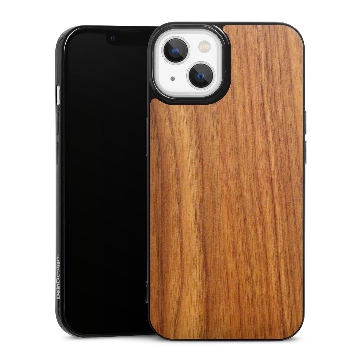 iPhone 13 Handy Slim Case extra dünn Silikon Handyhülle schwarz Hülle Wood Larch Wooden Look Silikon Slim Case