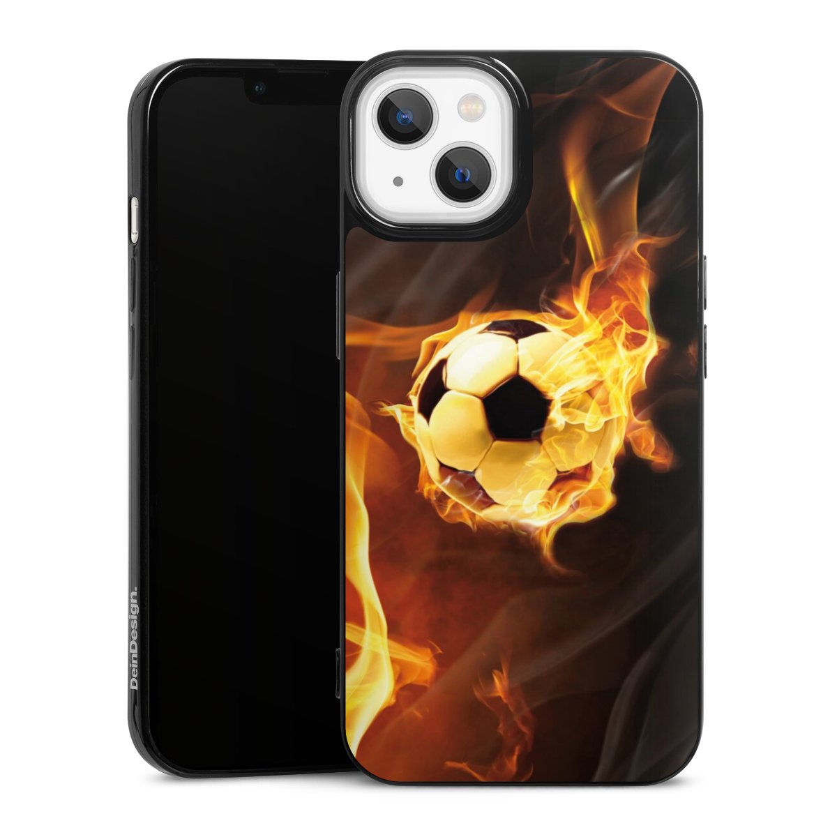 iPhone 13 Handy Slim Case extra dünn Silikon Handyhülle schwarz Hülle Ball Fire Soccer Silikon Slim Case