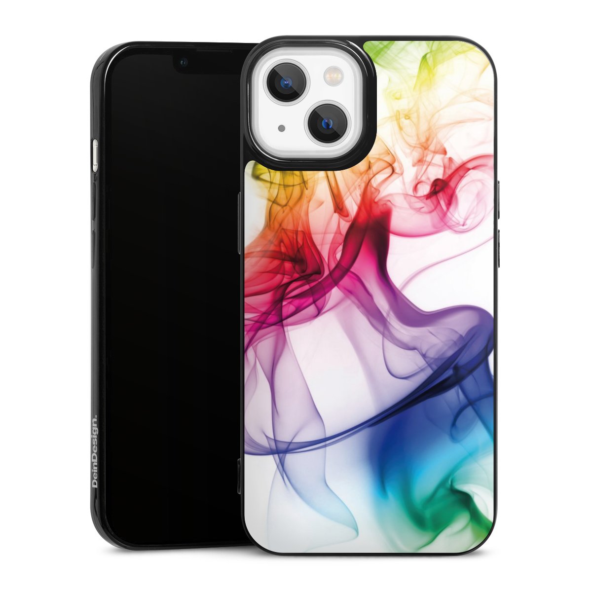 iPhone 13 Handy Slim Case extra dünn Silikon Handyhülle schwarz Hülle Water Colour Rainbow Silikon Slim Case