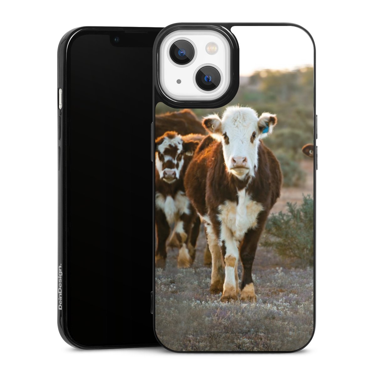 iPhone 13 Handy Slim Case extra dünn Silikon Handyhülle schwarz Hülle Cow Farmer Calf Silikon Slim Case