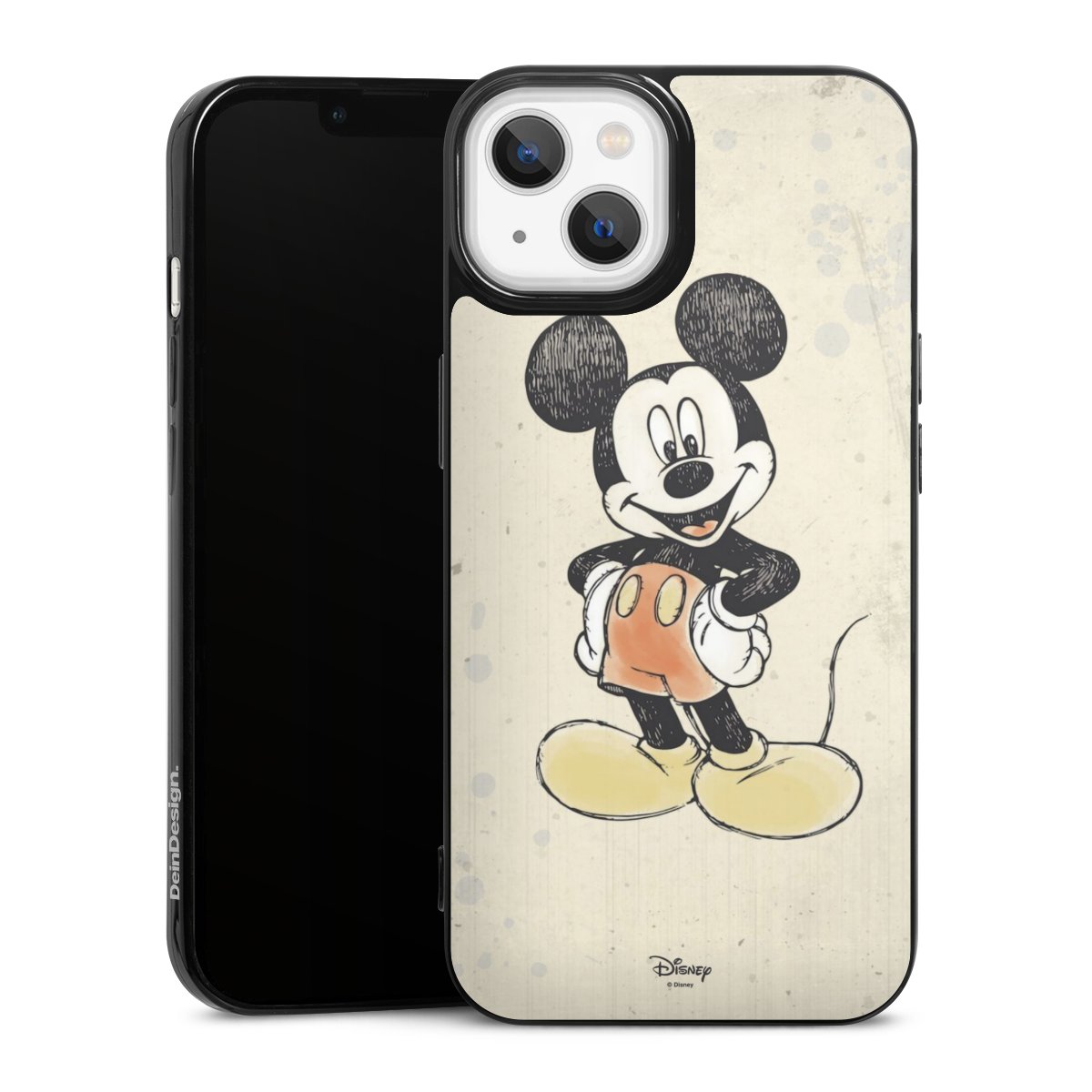 iPhone 13 Handy Slim Case extra dünn Silikon Handyhülle schwarz Hülle Water Colour Mickey & Minnie Mouse Official Licensed Product Silikon Slim Case