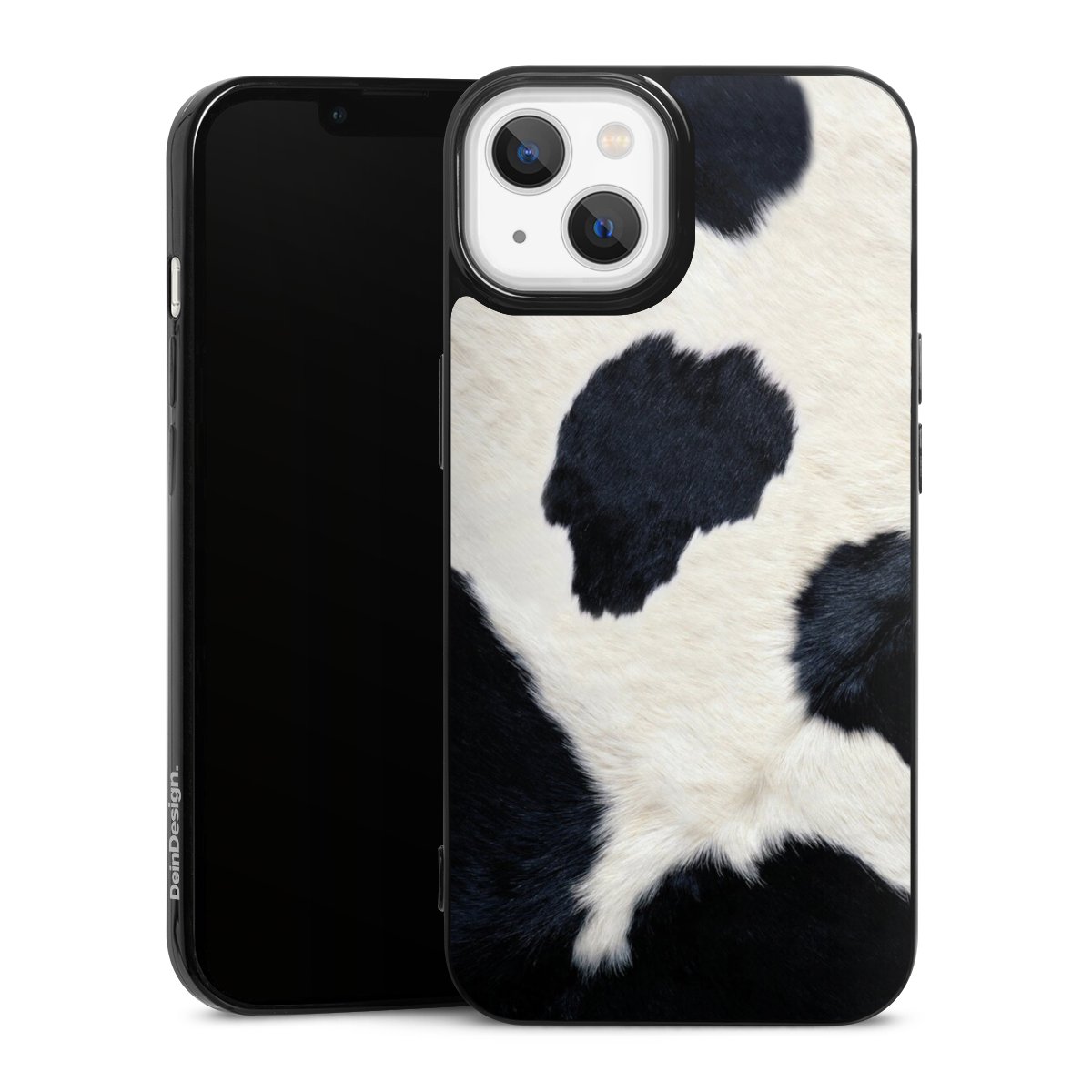 iPhone 13 Handy Slim Case extra dünn Silikon Handyhülle schwarz Hülle Animal Look Animal Print Cow Skin Silikon Slim Case