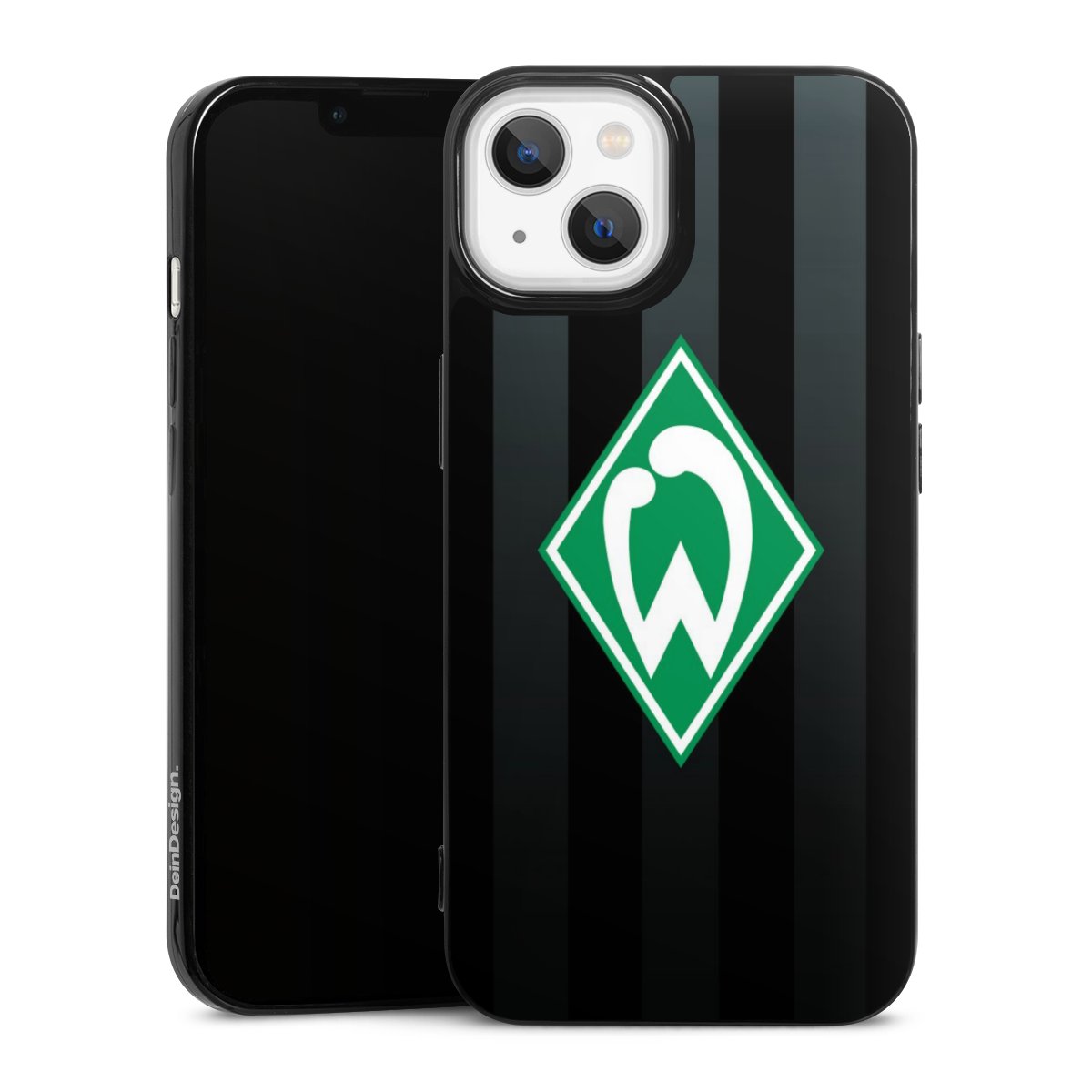 iPhone 13 Handy Slim Case extra dünn Silikon Handyhülle schwarz Hülle Stripes Sv Werder Bremen Official Licensed Product Silikon Slim Case