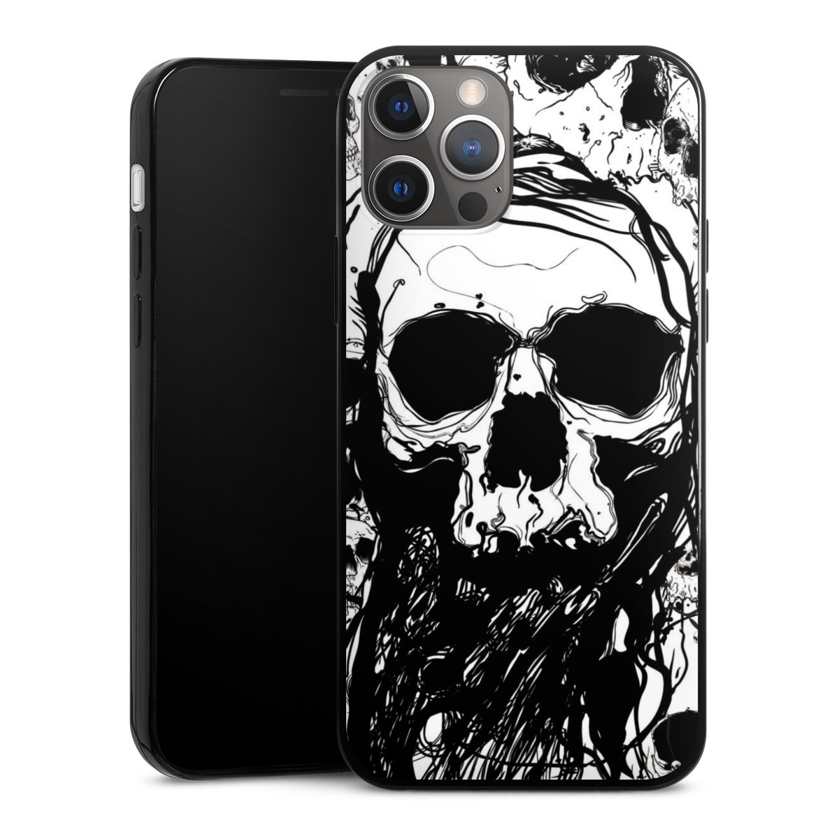 iPhone 12 Pro Handy Slim Case extra dünn Silikon Handyhülle schwarz Hülle Totenkopf Halloween Silikon Slim Case