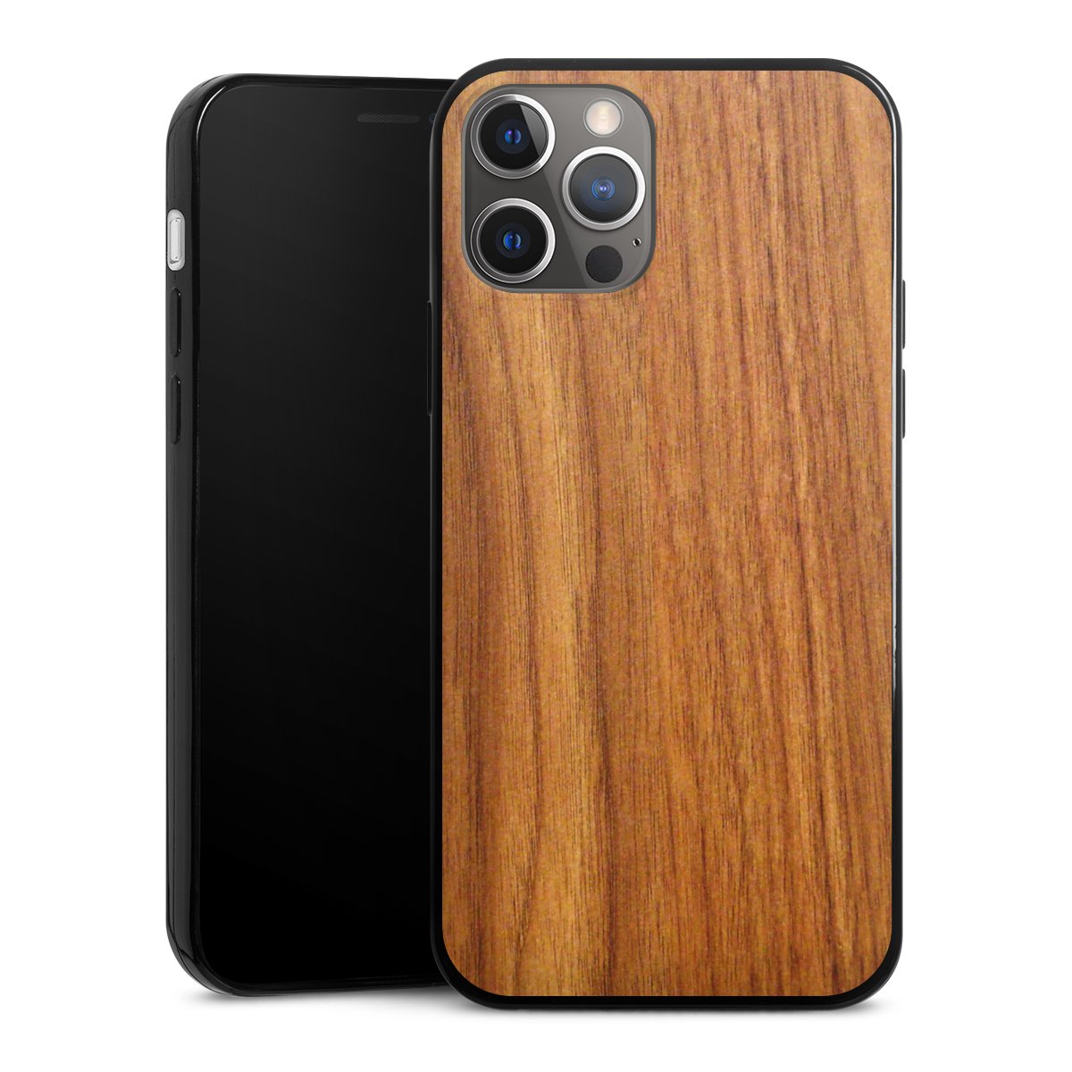 iPhone 12 Pro Handy Slim Case extra dünn Silikon Handyhülle schwarz Hülle Wood Larch Wooden Look Silikon Slim Case