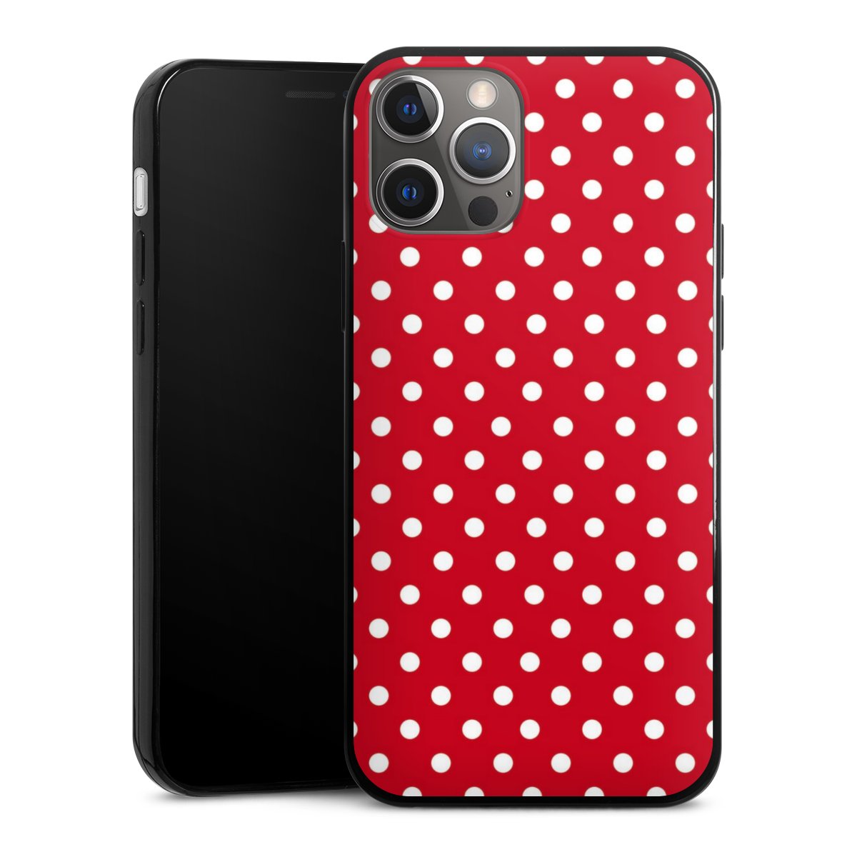 iPhone 12 Pro Handy Slim Case extra dünn Silikon Handyhülle schwarz Hülle Points Polka Dots Retro Silikon Slim Case