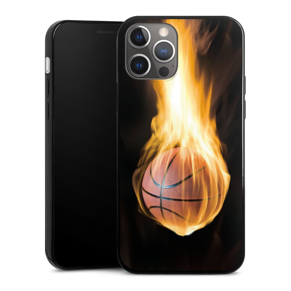 iPhone 12 Pro Handy Slim Case extra dünn Silikon Handyhülle schwarz Hülle Basketball Sports Fire Silikon Slim Case