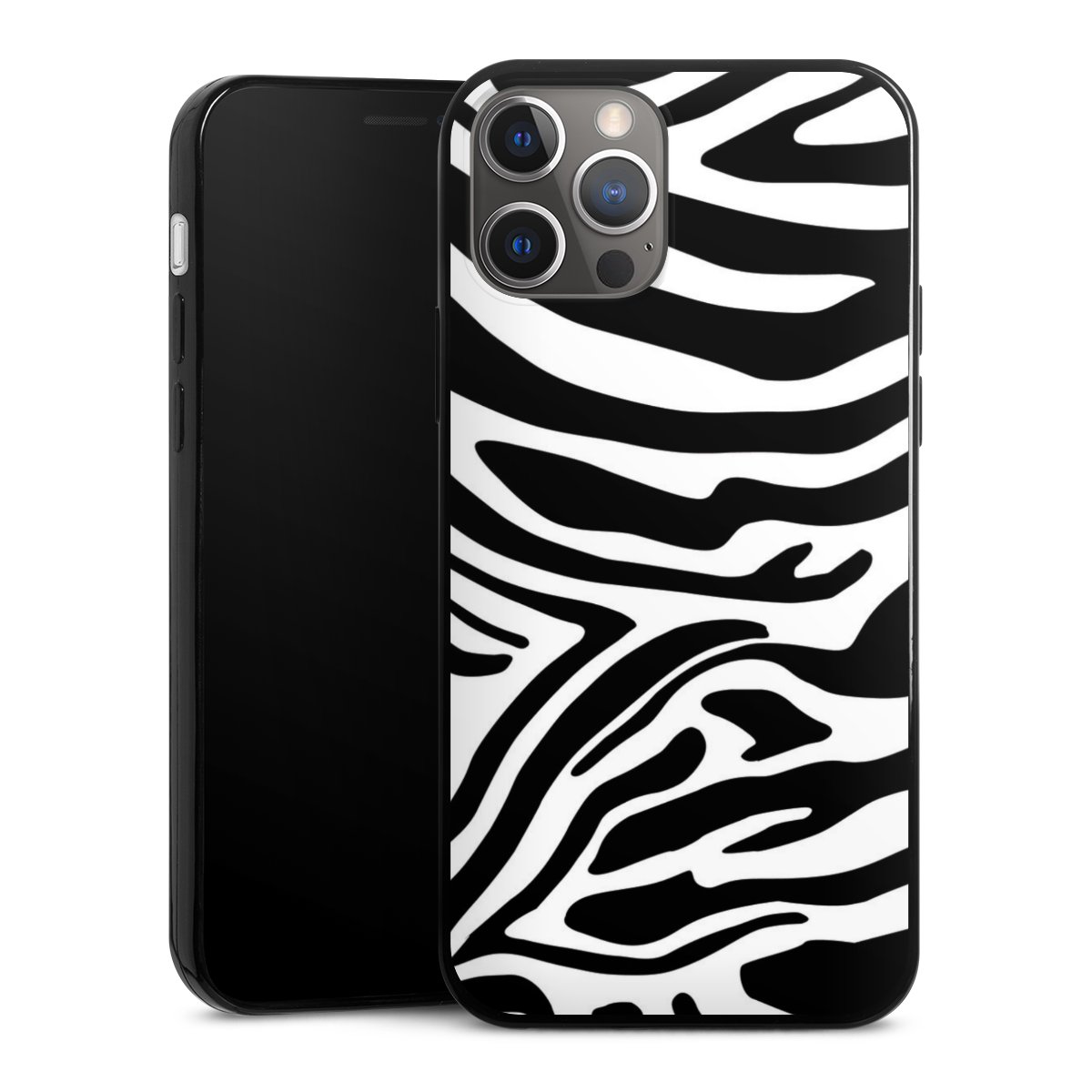 iPhone 12 Pro Handy Slim Case extra dünn Silikon Handyhülle schwarz Hülle Zebra Animal Look Animal Print Silikon Slim Case