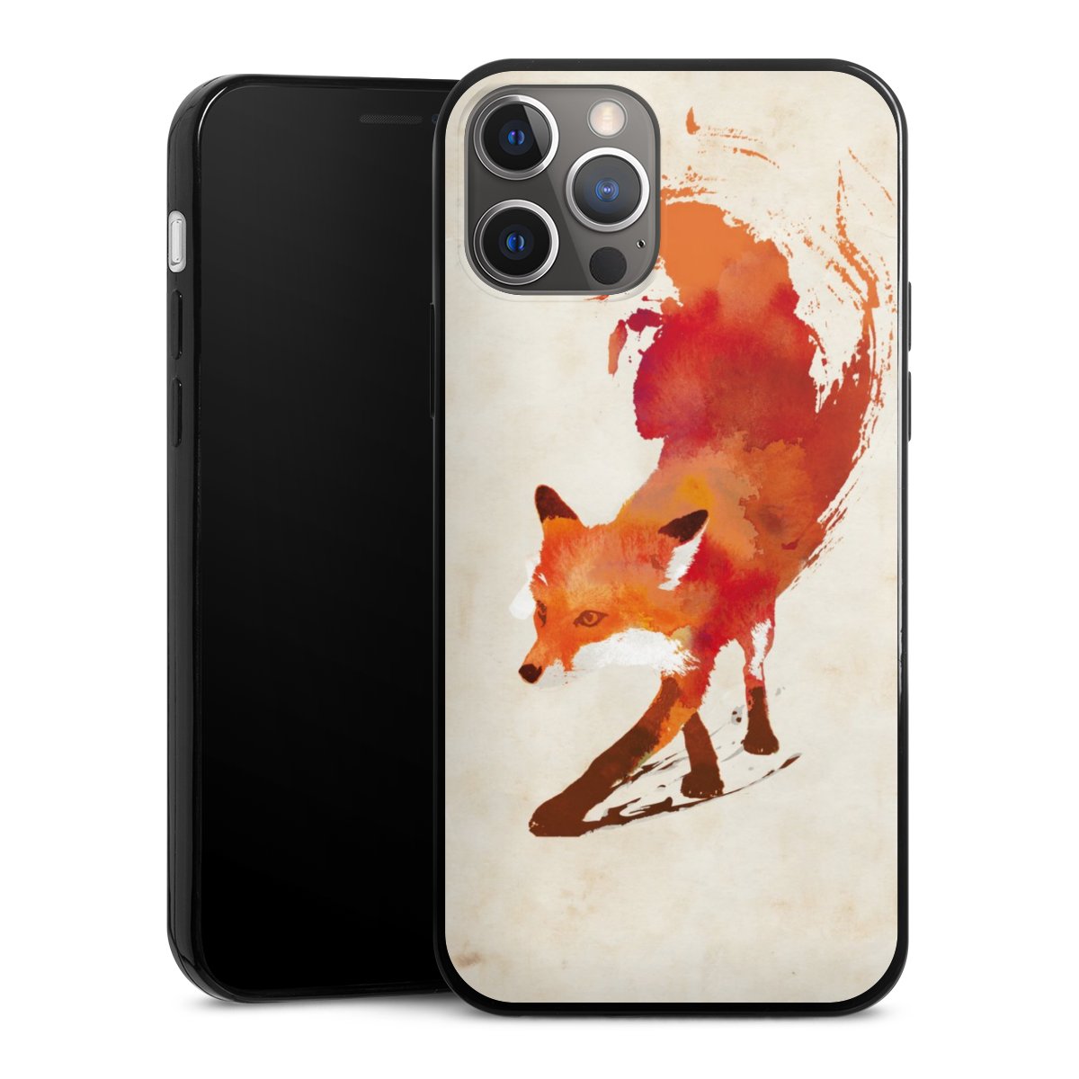 iPhone 12 Pro Handy Slim Case extra dünn Silikon Handyhülle schwarz Hülle Fox Graphic Silikon Slim Case