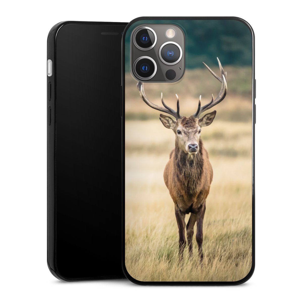 iPhone 12 Pro Handy Slim Case extra dünn Silikon Handyhülle schwarz Hülle Deer Meadow Forrest Silikon Slim Case